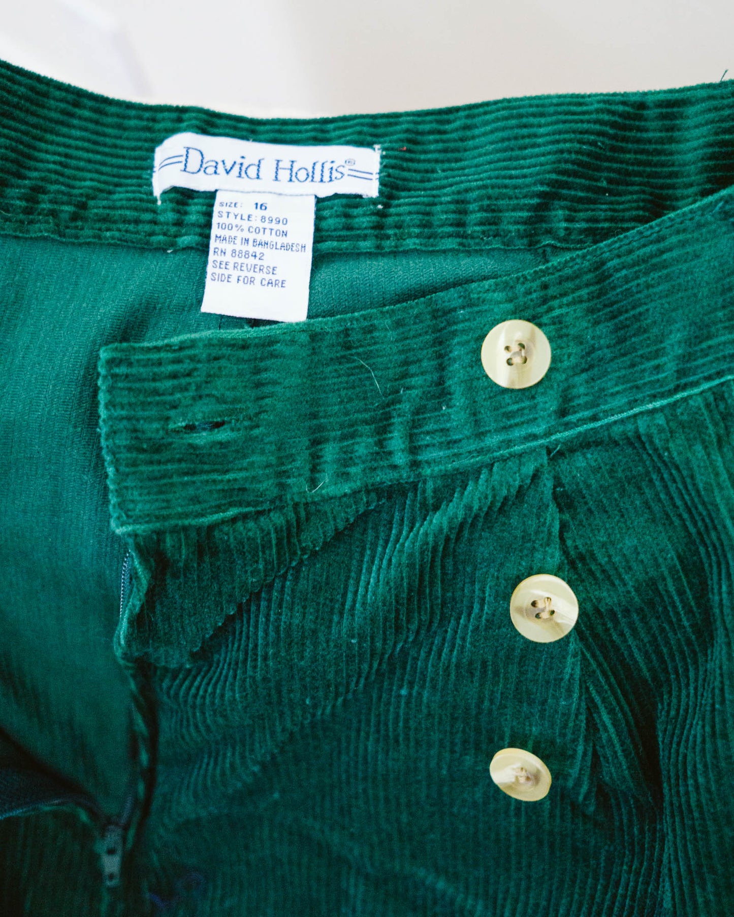 Green Wrap Corduroy Skirt | M
