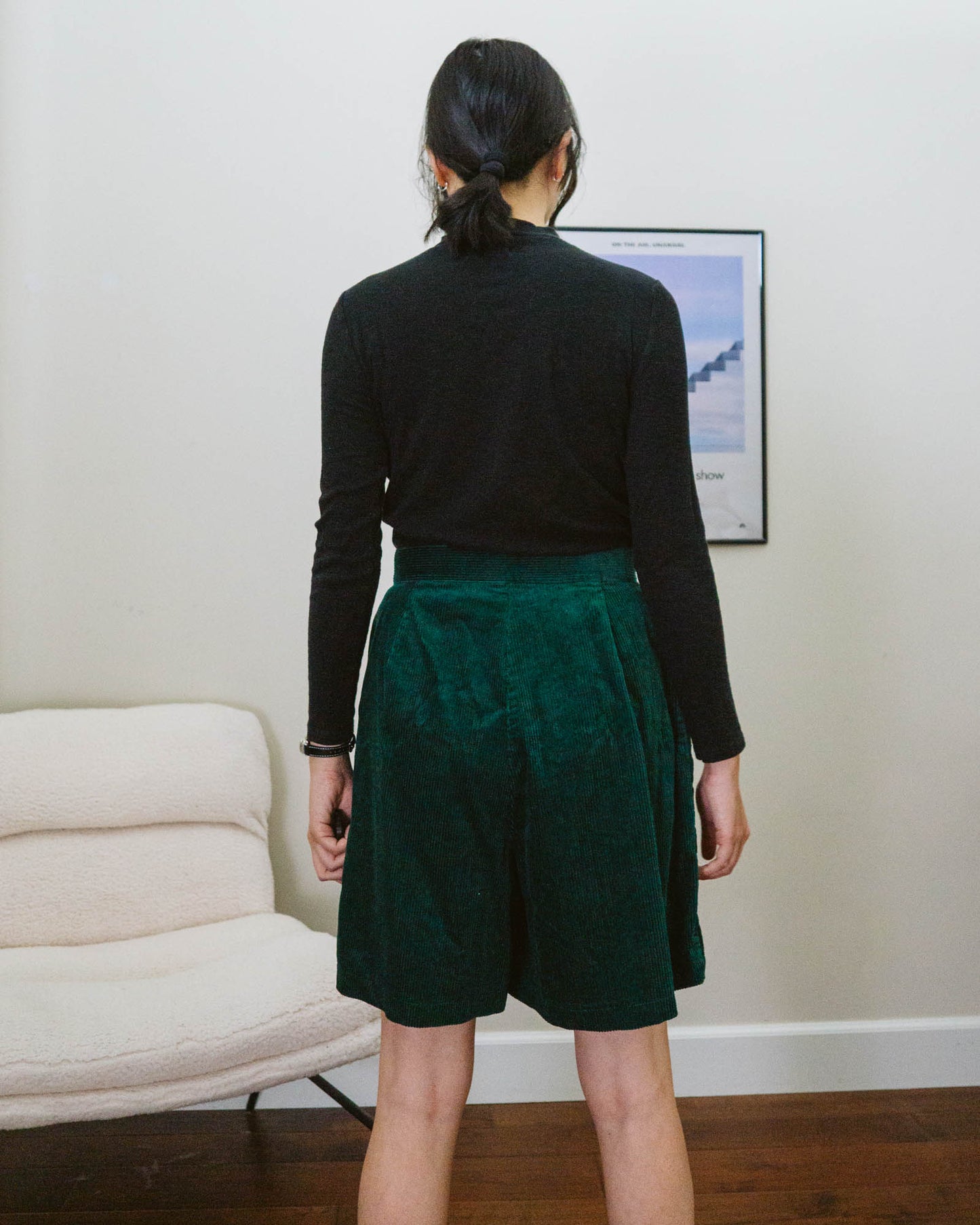 Green Wrap Corduroy Skirt | M