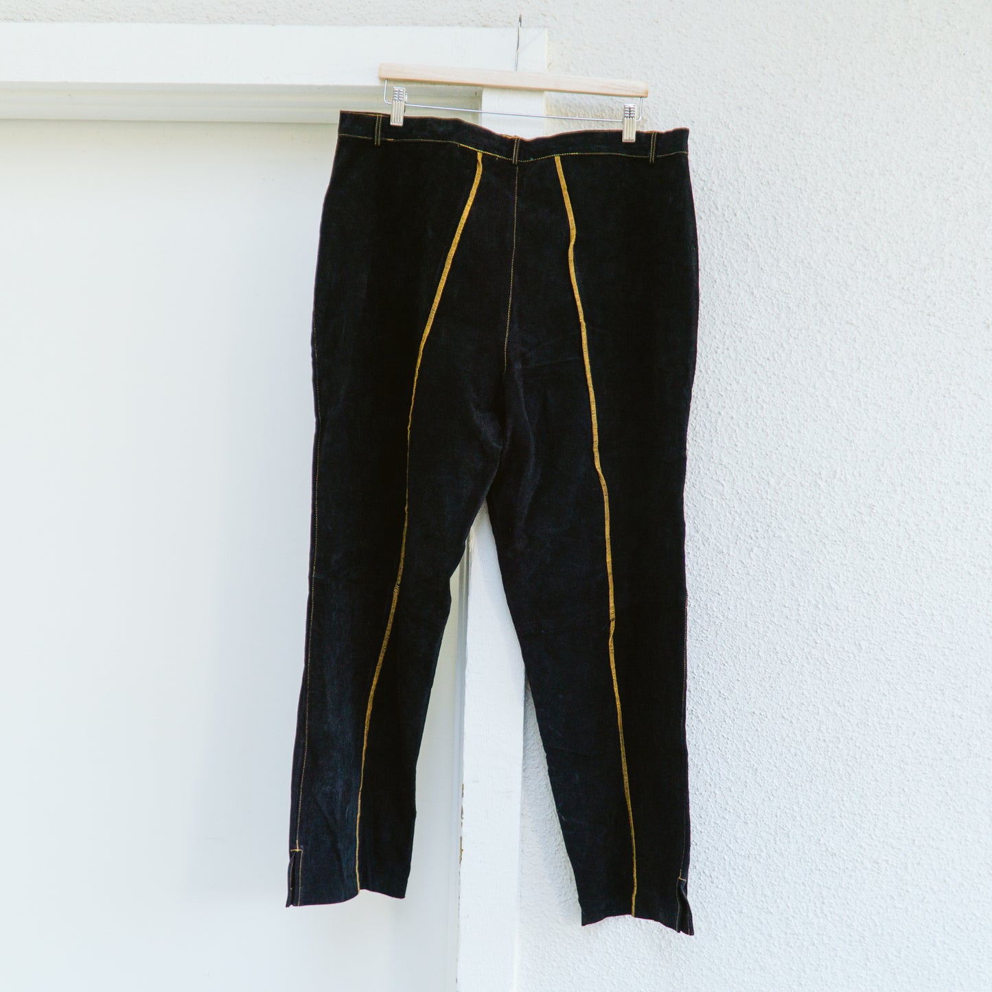 90's Contrast Stitch Suede Leather Pants | 1X