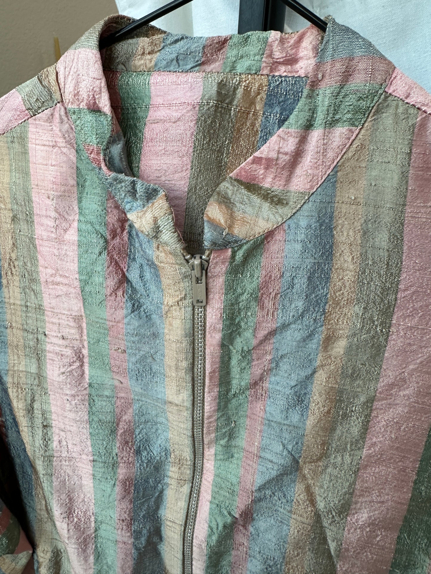 Handmade Silk Dupioni Blouson Jacket | M