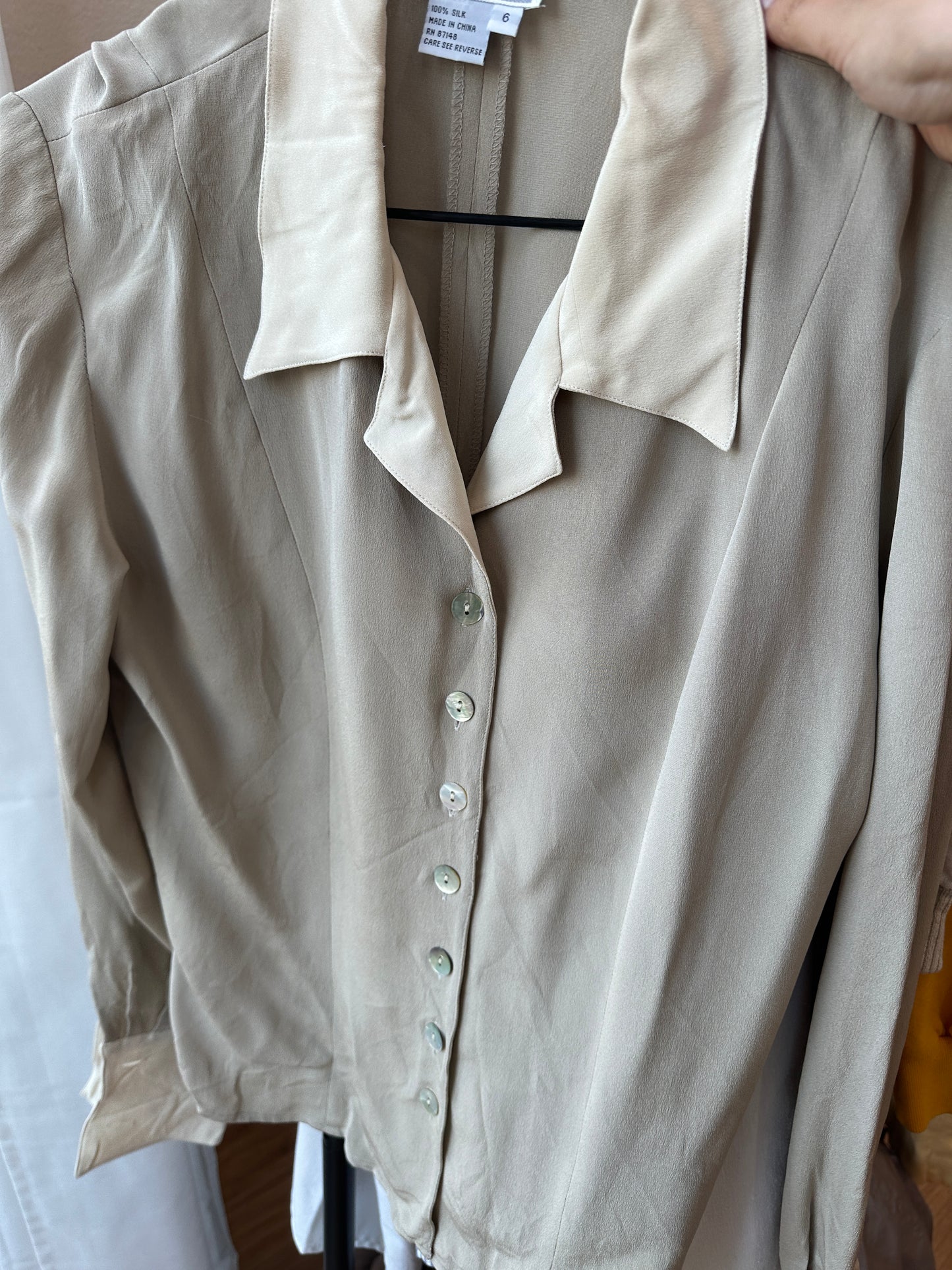 90's Silk Two Tone Collared Shirt | M