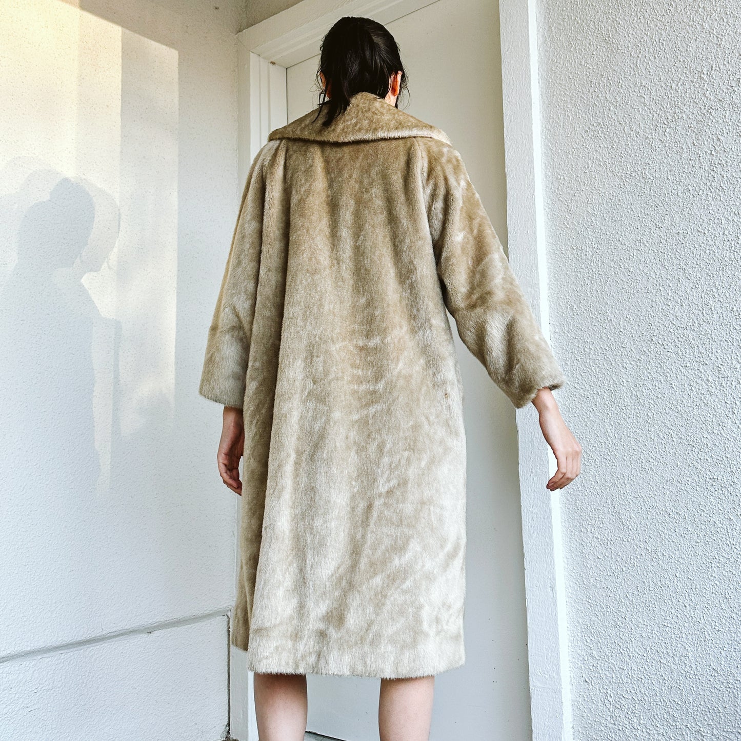 60's Real Fur Beige Maxi Coat