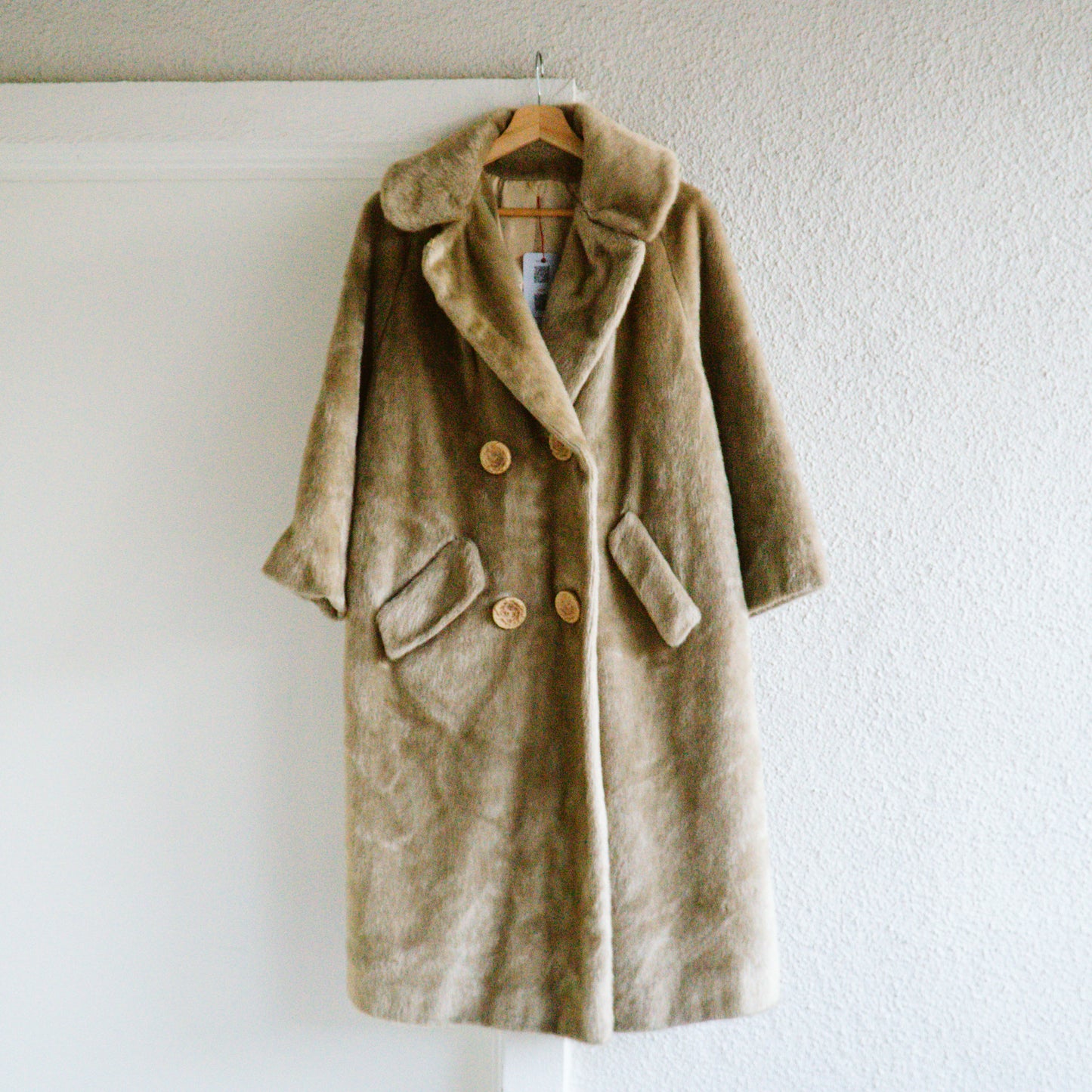 60's Real Fur Beige Maxi Coat