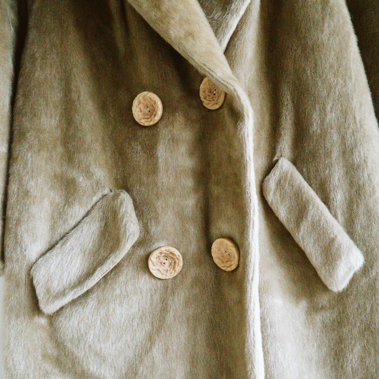 60's Real Fur Beige Maxi Coat