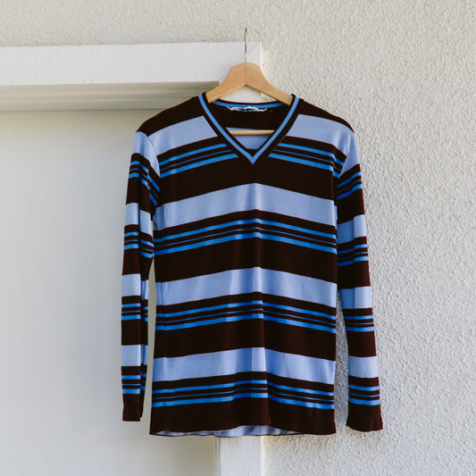 70's Brown and Blue Stripe Sweater | S