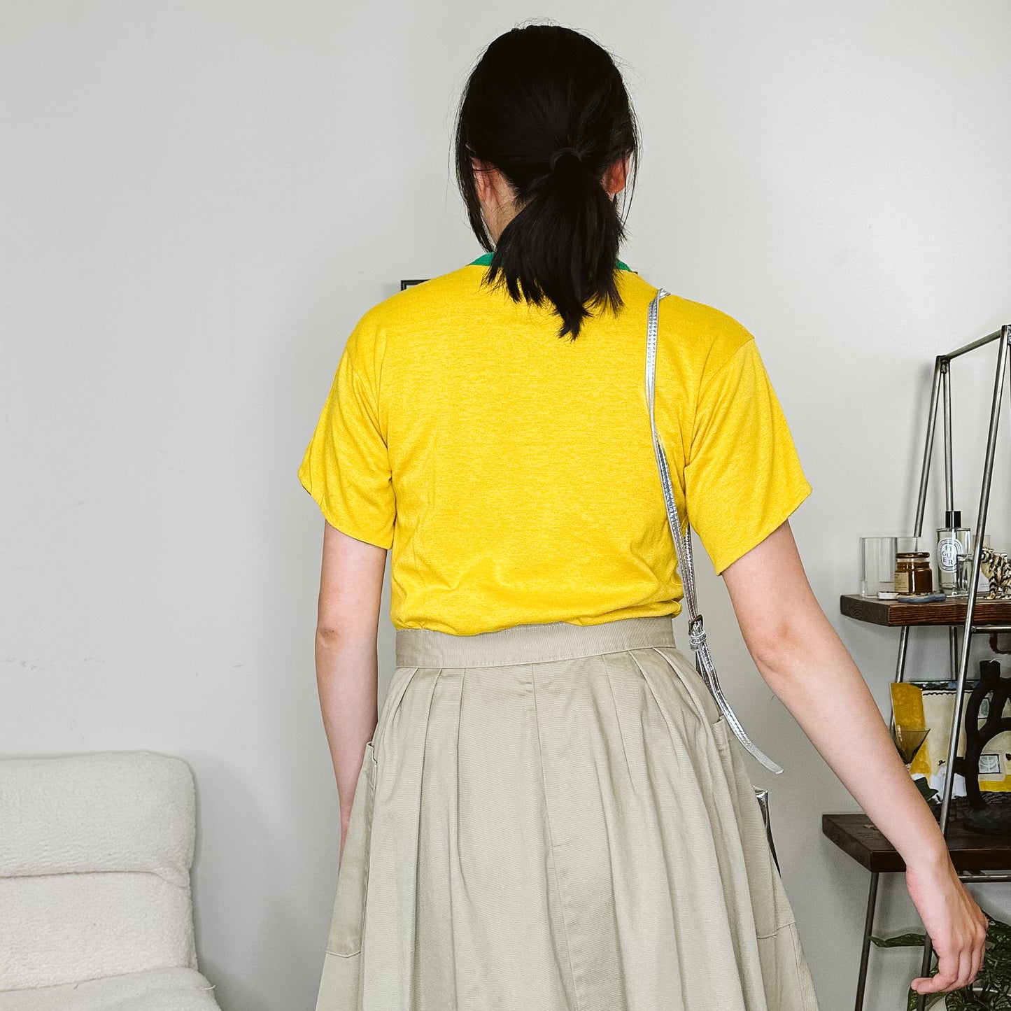 70's Double Layered Yellow Ringer Tee | S