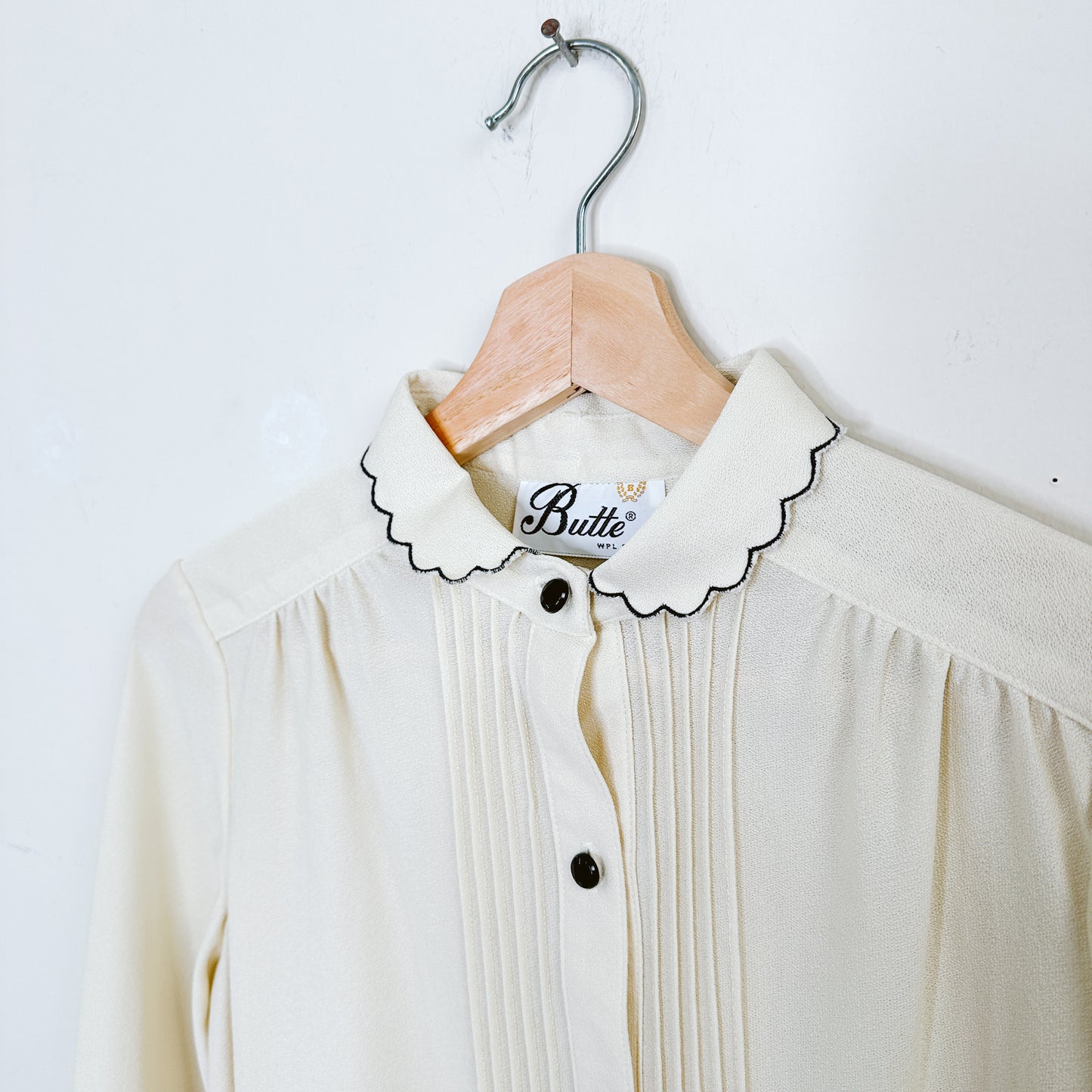 70's Scallop Collar Shirt Dress| S