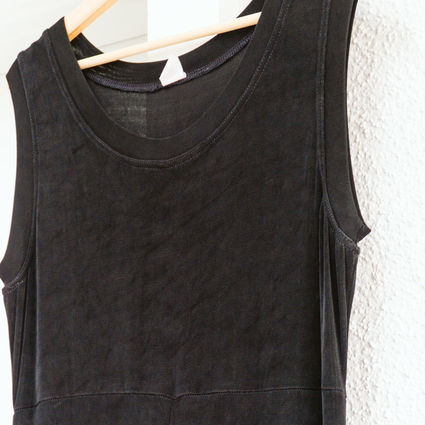 80's Black Slinky Sleeveless Maxi Dress | L