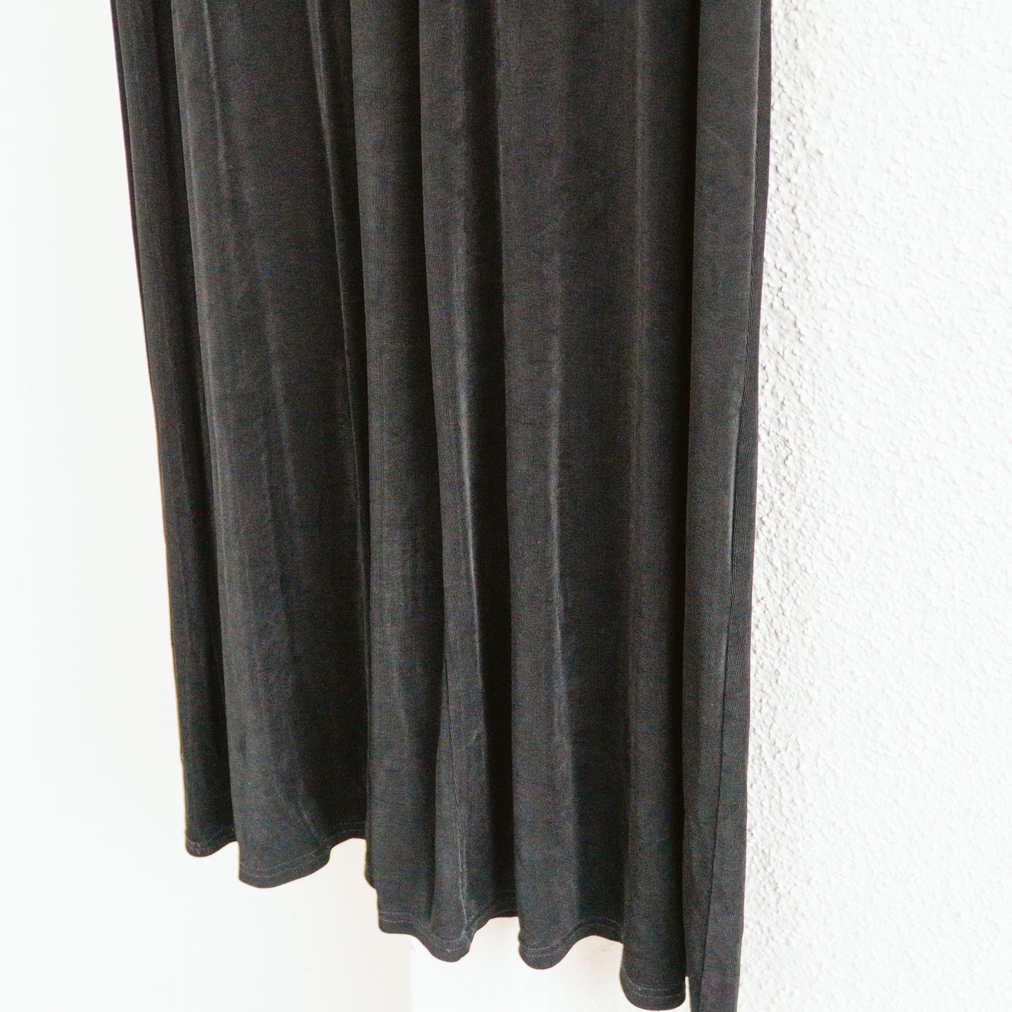 80's Black Slinky Sleeveless Maxi Dress | L