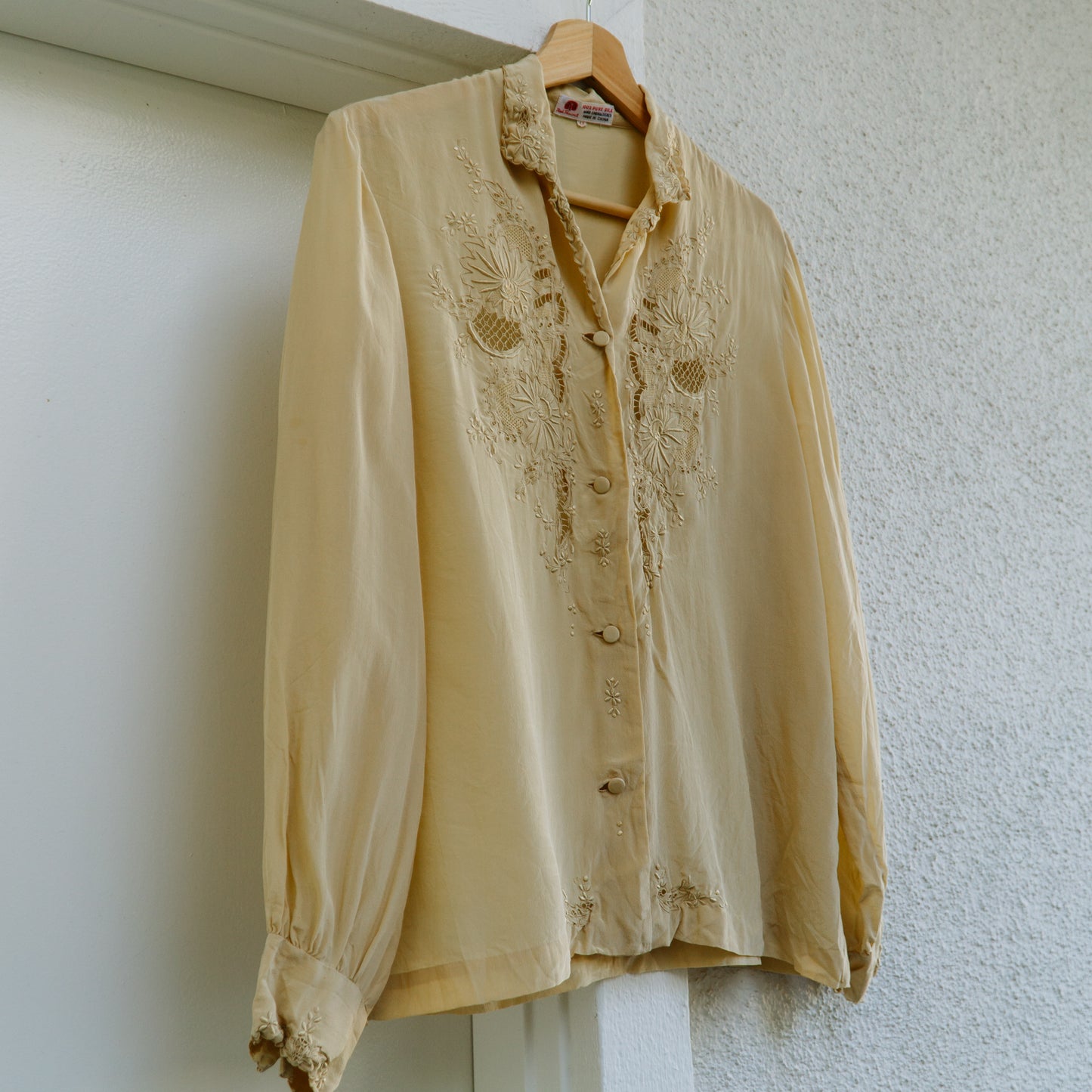 80's Butter Yellow Silk Blouse | S