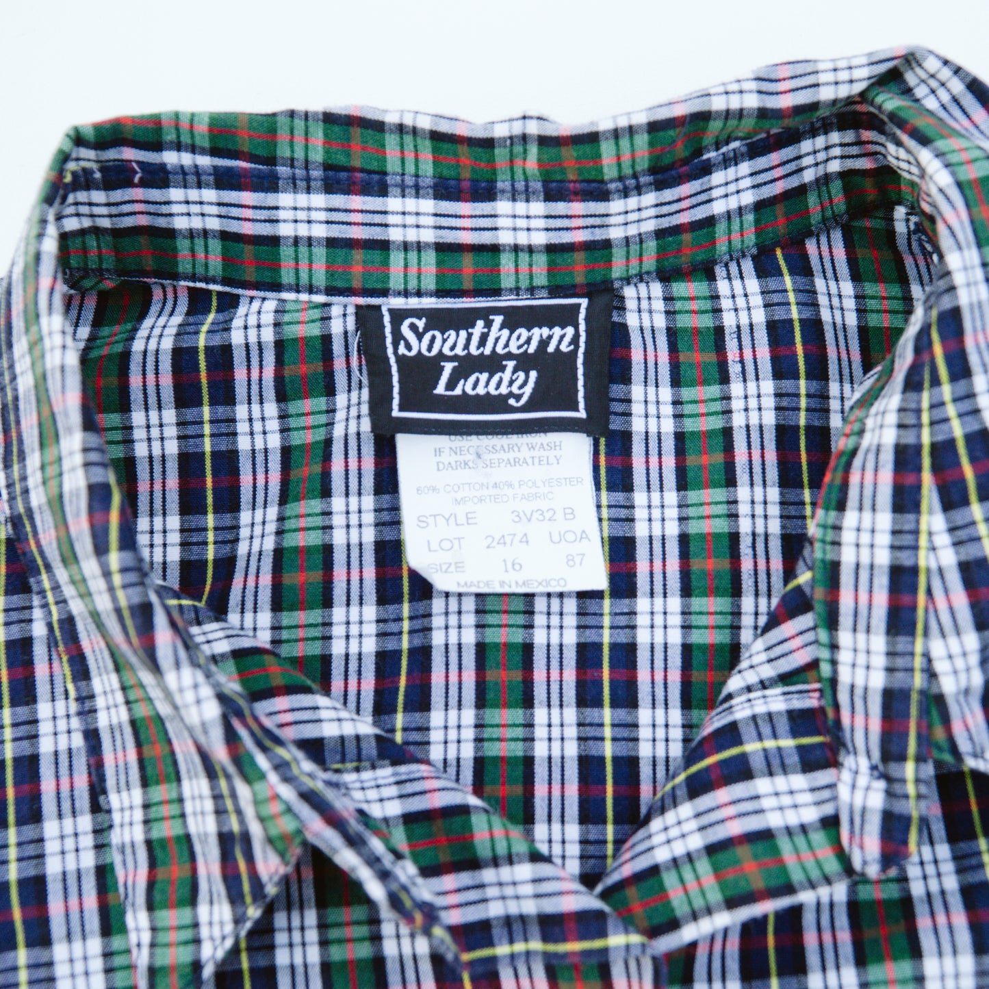 80's Green and Blue Plaid Shirt | XL