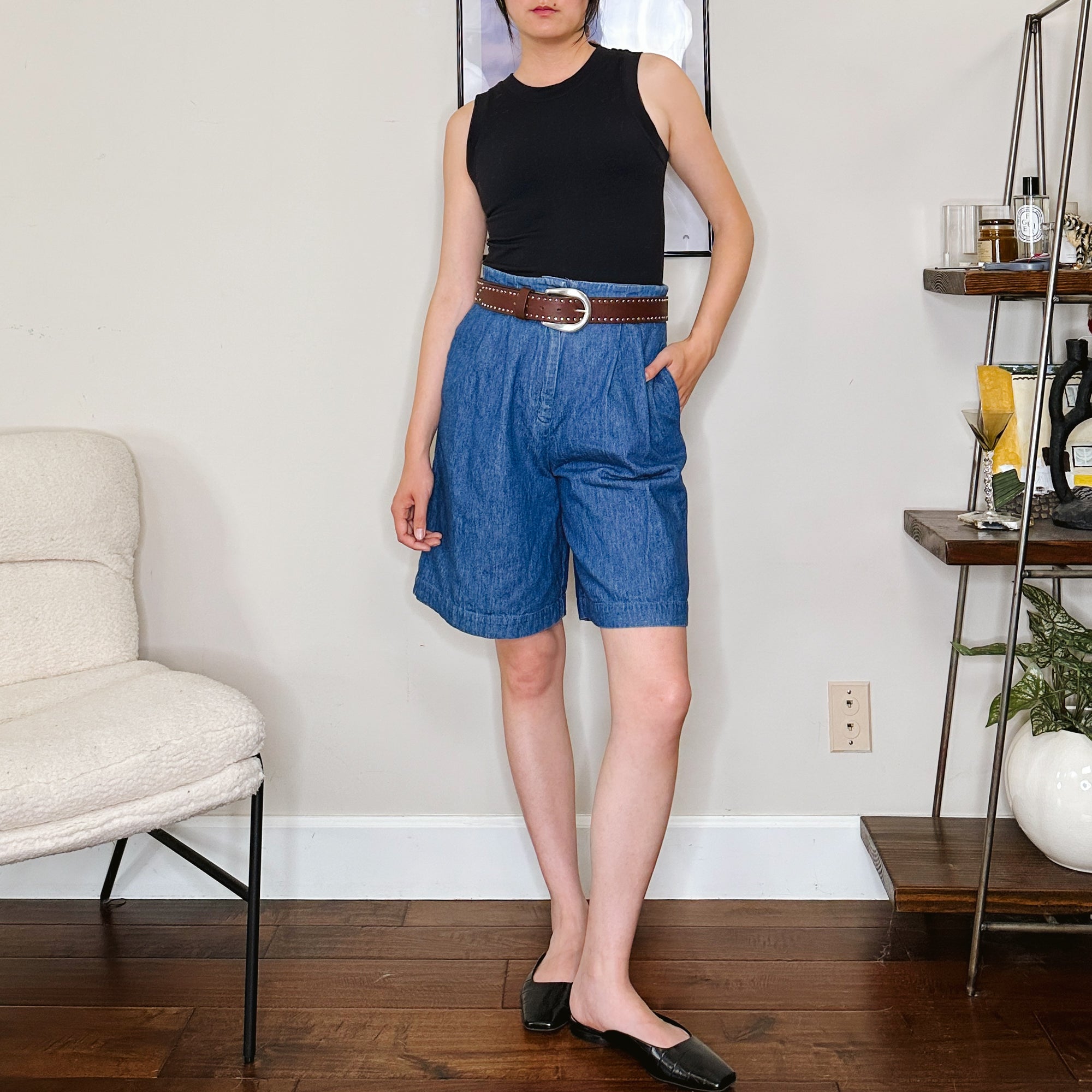 80 s High Rise Pleated Jorts M primariestudios