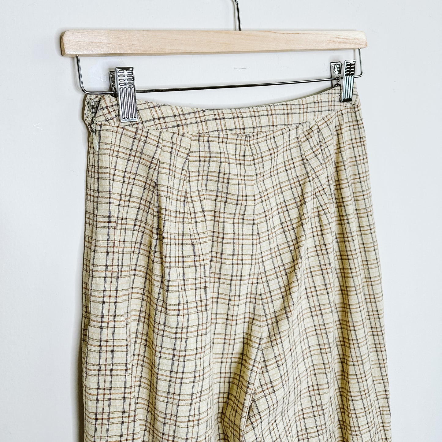 80's High Rise Slim Plaid Pants | XS