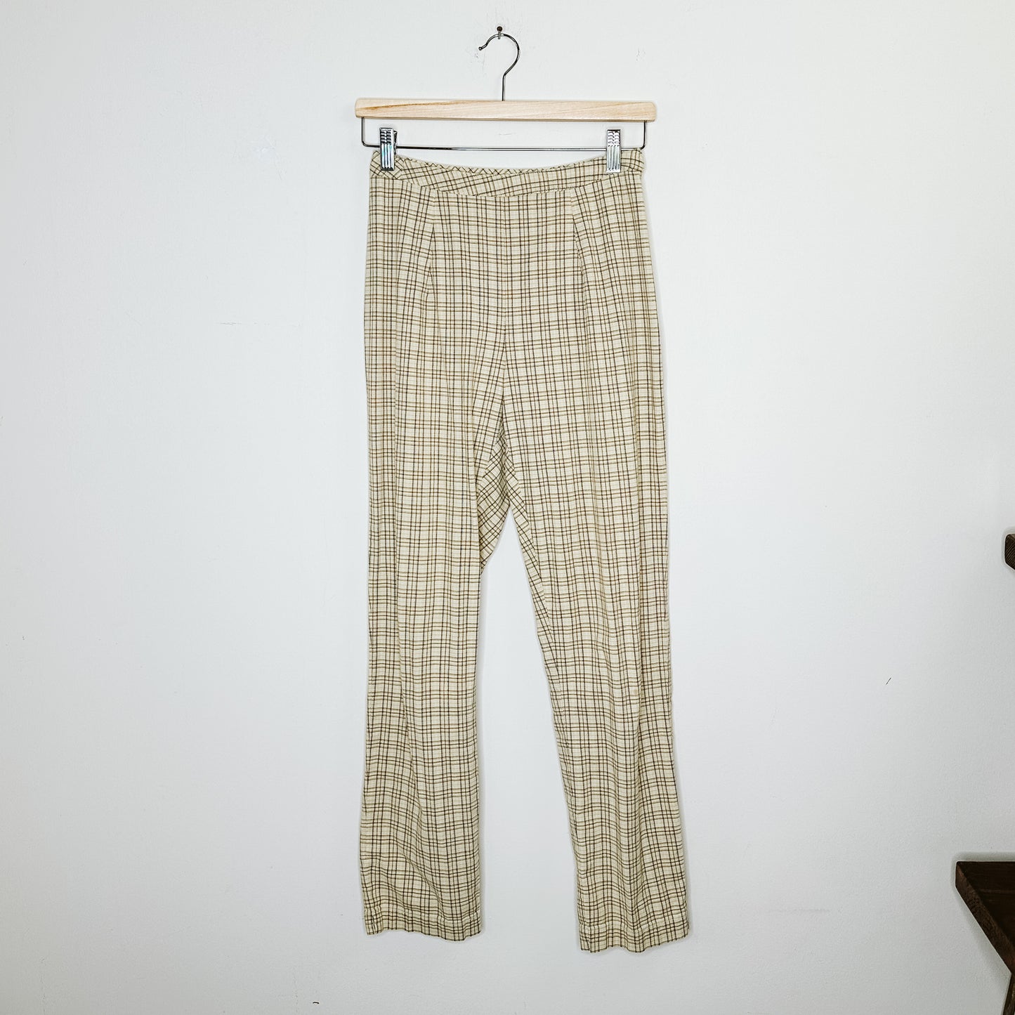 80's High Rise Slim Plaid Pants | XS