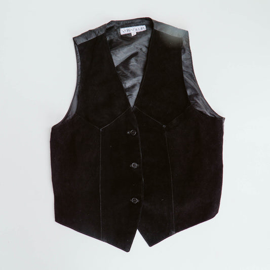 80's Leather Lightweight Vest | L