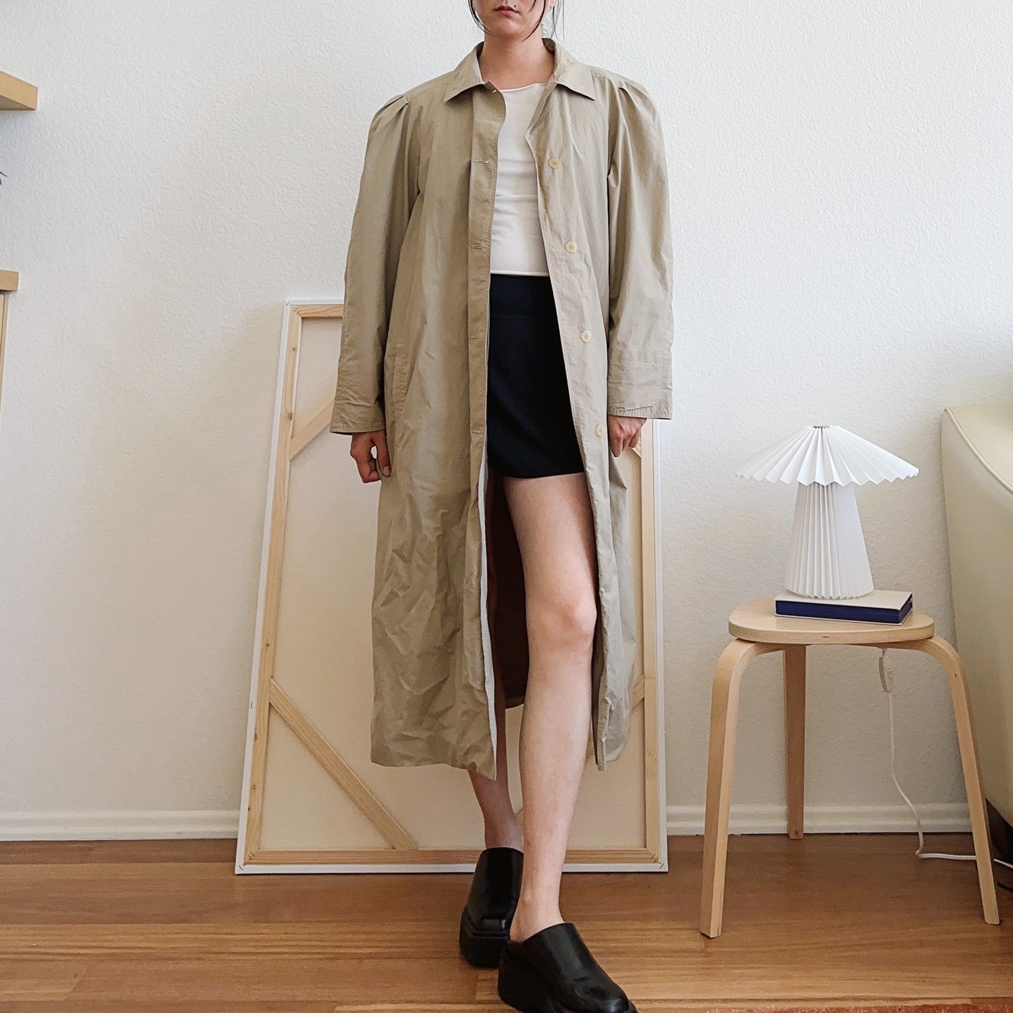 80's Puff Sleeve Mac Coat | XL