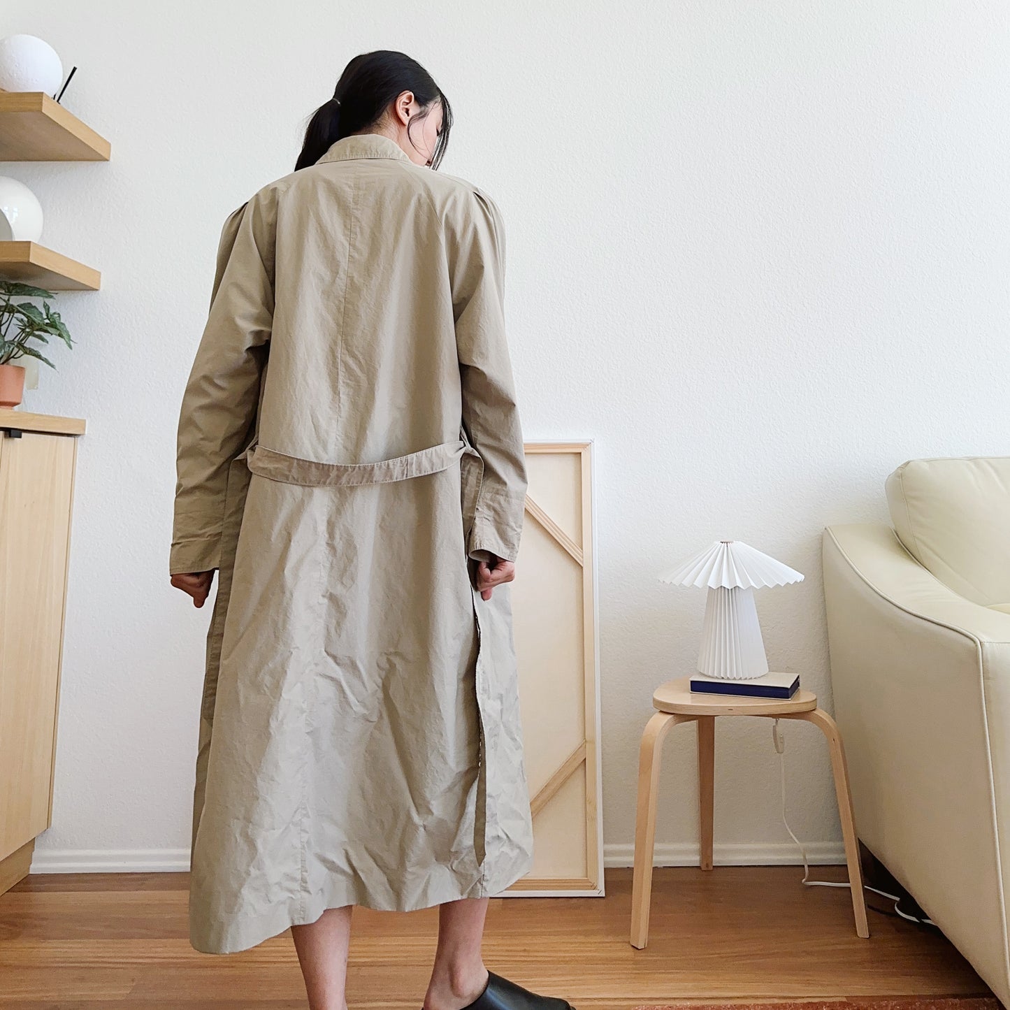 80's Puff Sleeve Mac Coat | XL