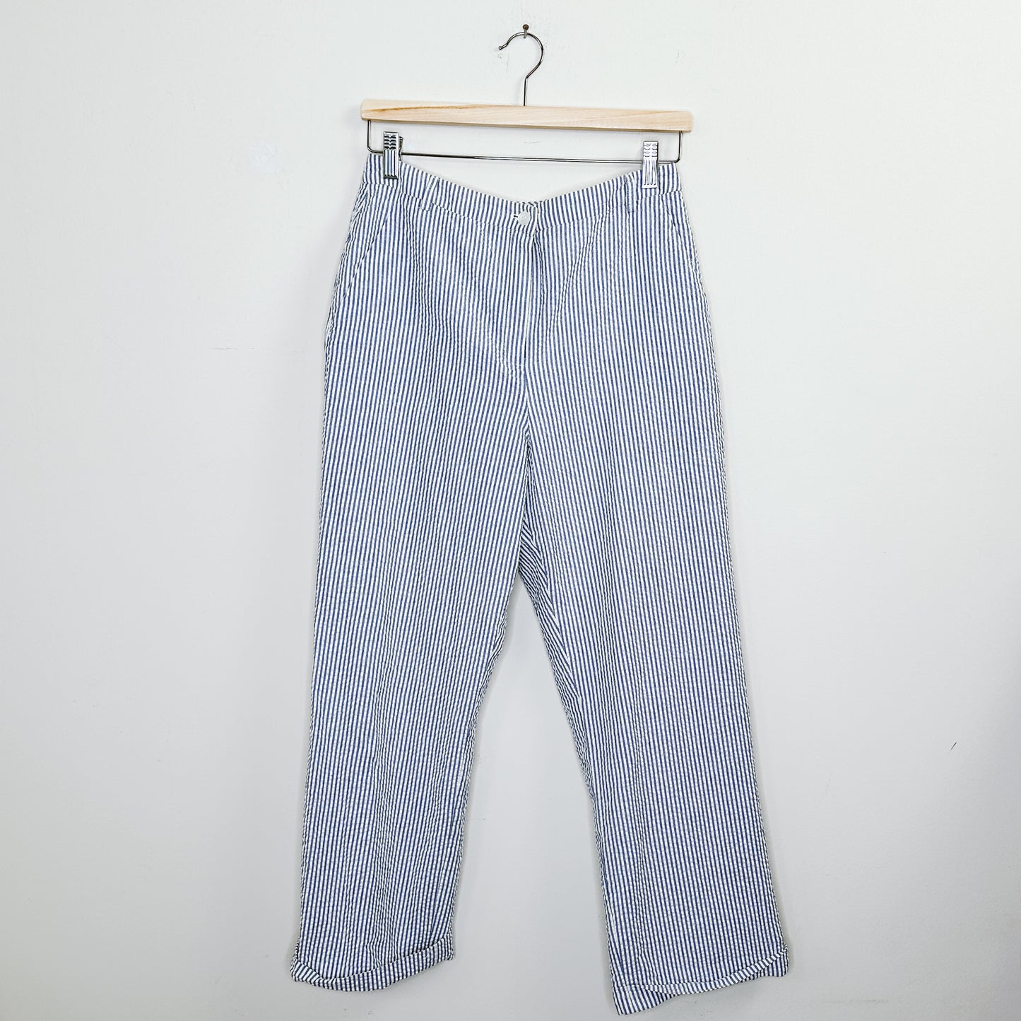 80's Seersucker Railroad Stripe Trousers | M