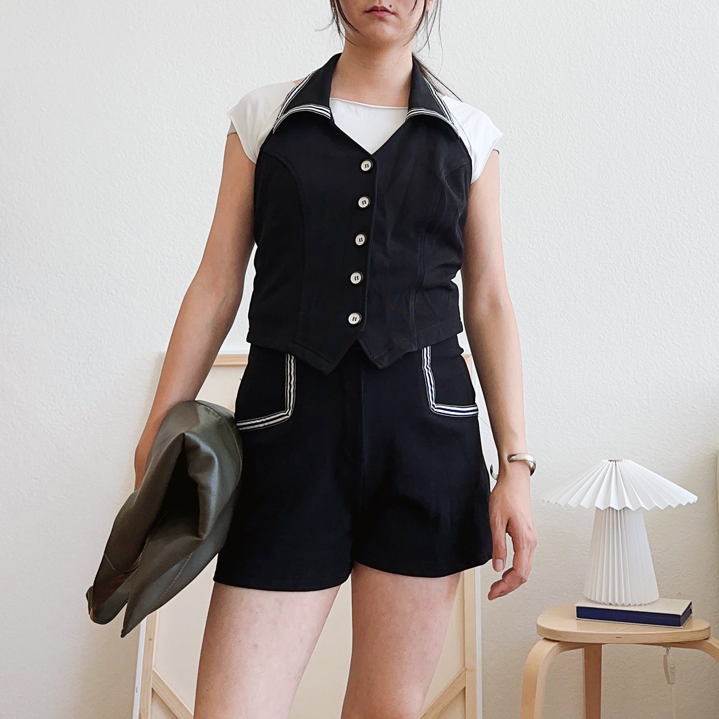 80's Stripe Halter and Shorts Set | M