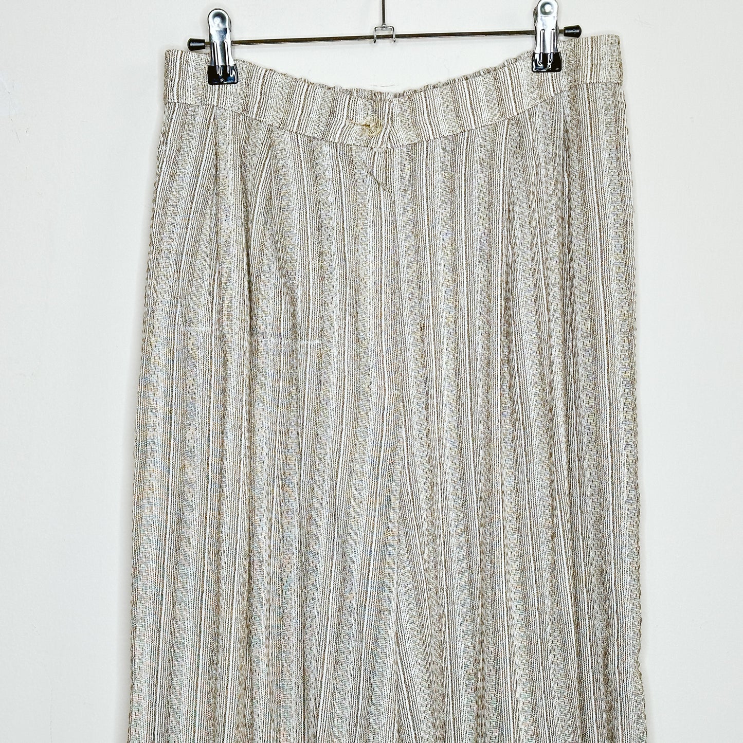 80's Wide Leg Cream Stripe Trousers | M