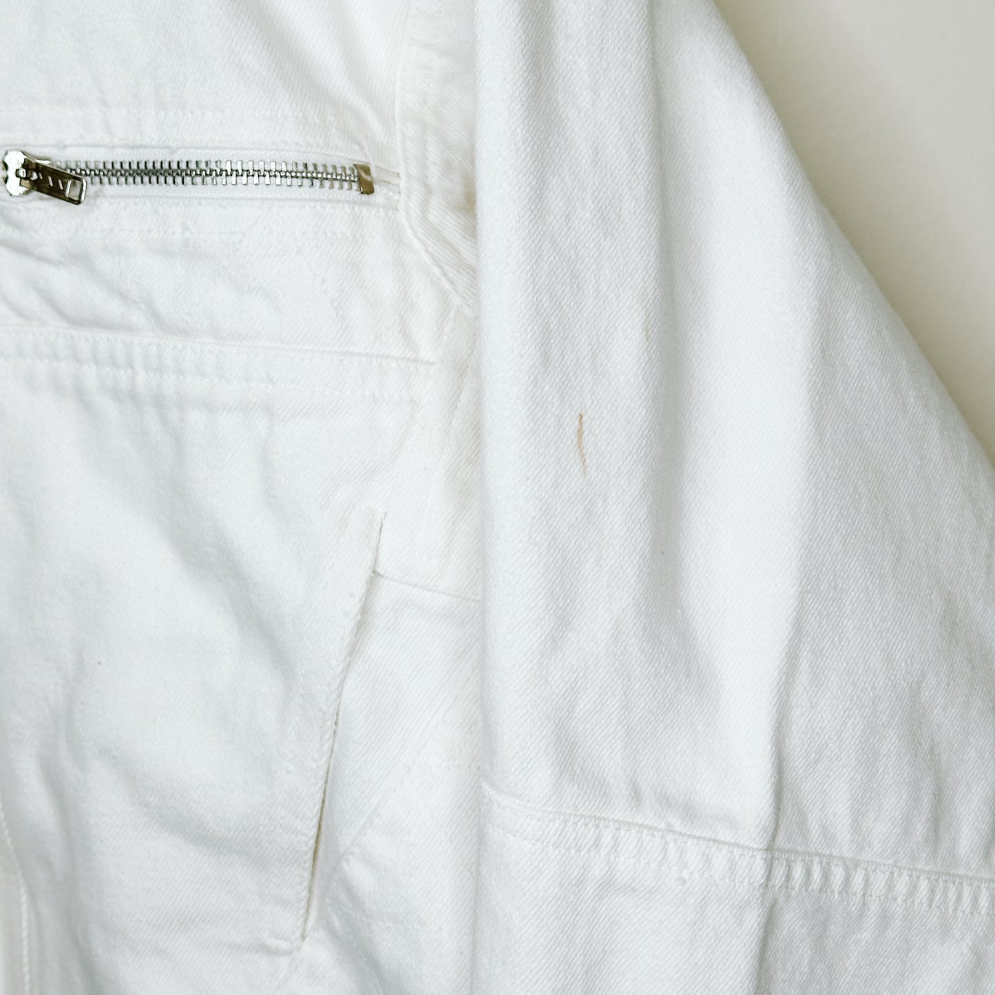 80's White Cropped Denim Jacket | M