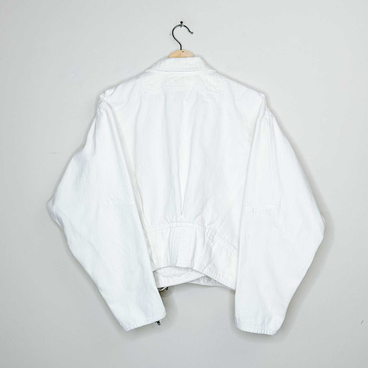 80's White Cropped Denim Jacket | M