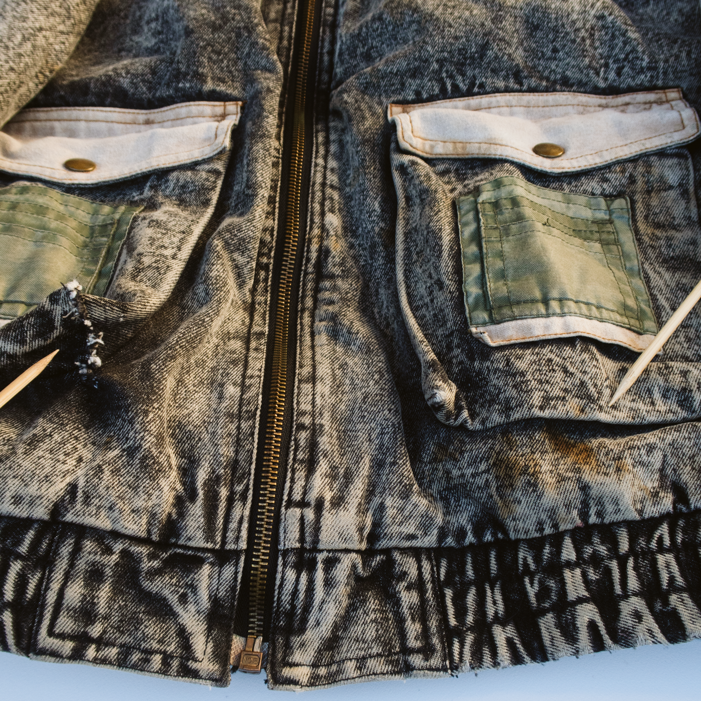 90's Acid Wash Denim Work Jacket | L/XL