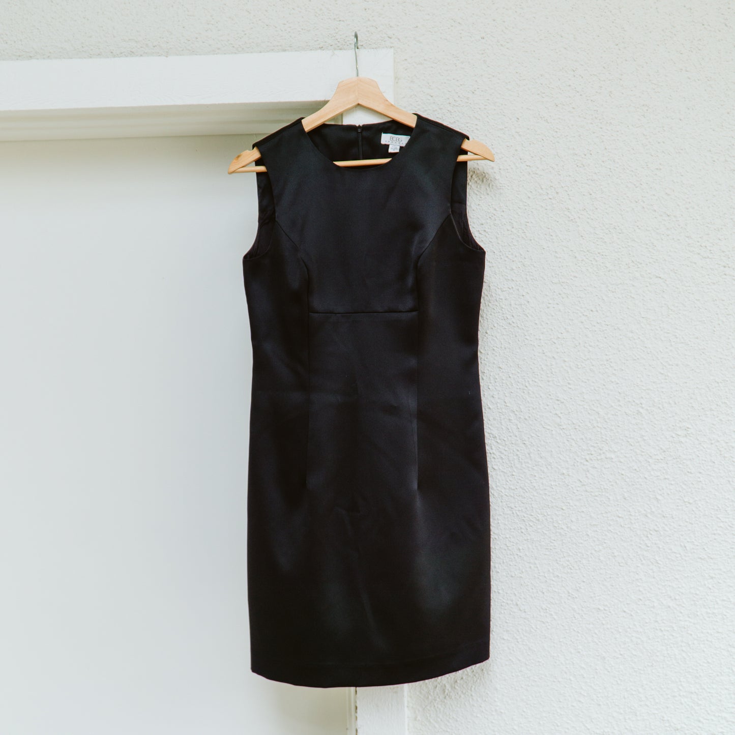 90's BCBG Black Satin Mod Mini Dress | S/M