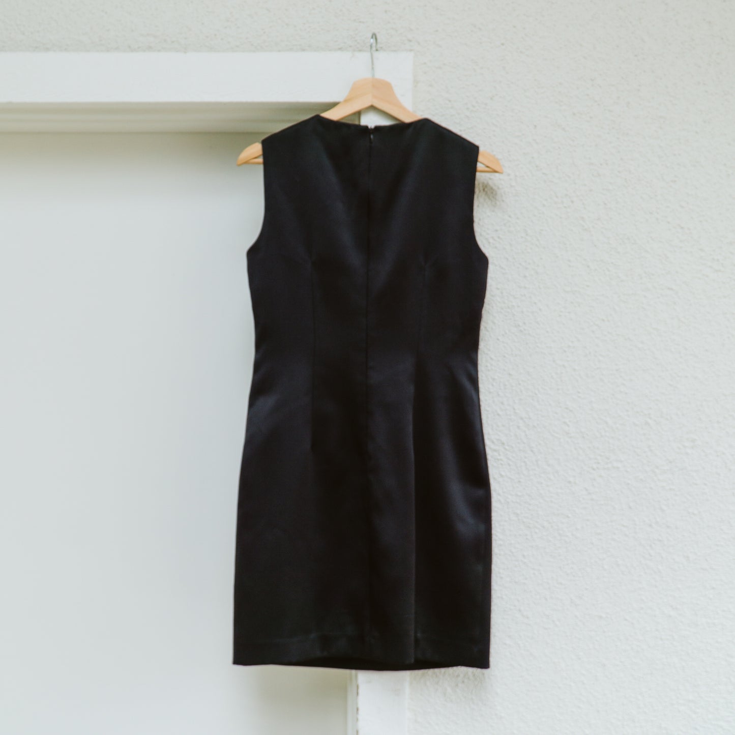 90's BCBG Black Satin Mod Mini Dress | S/M