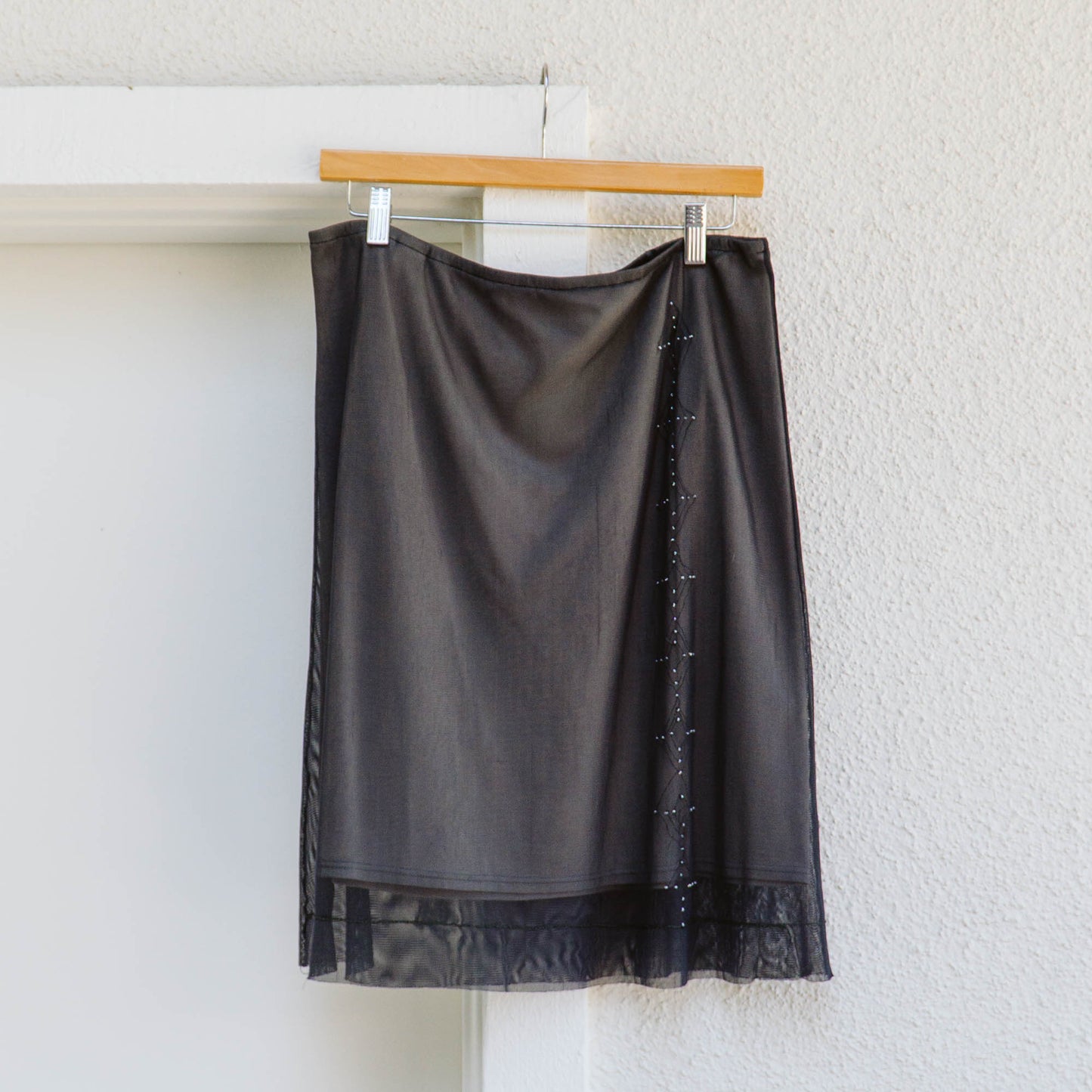 90's Beaded Tulle Mini Skirt | L