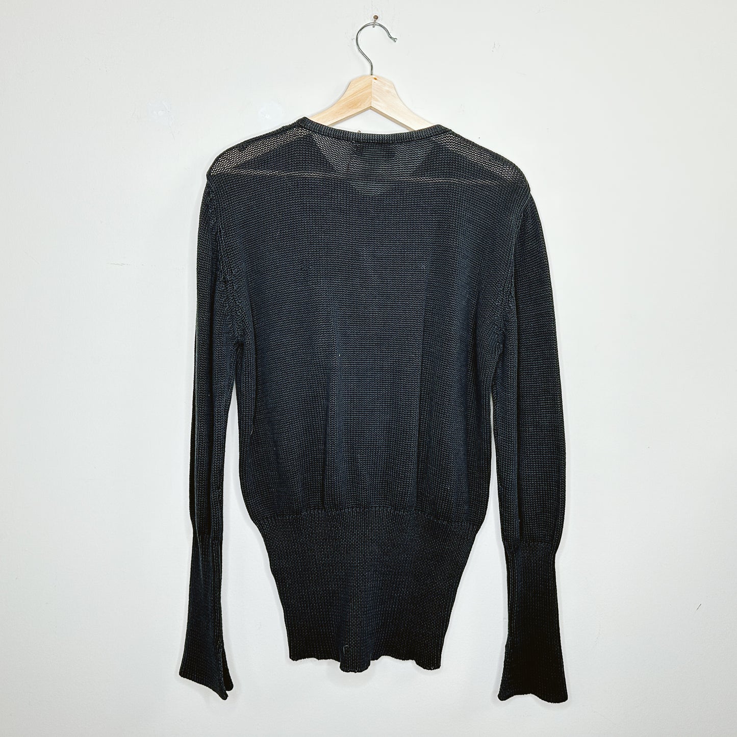 90's Black Cinched Waist Pullover Sweater | M/L