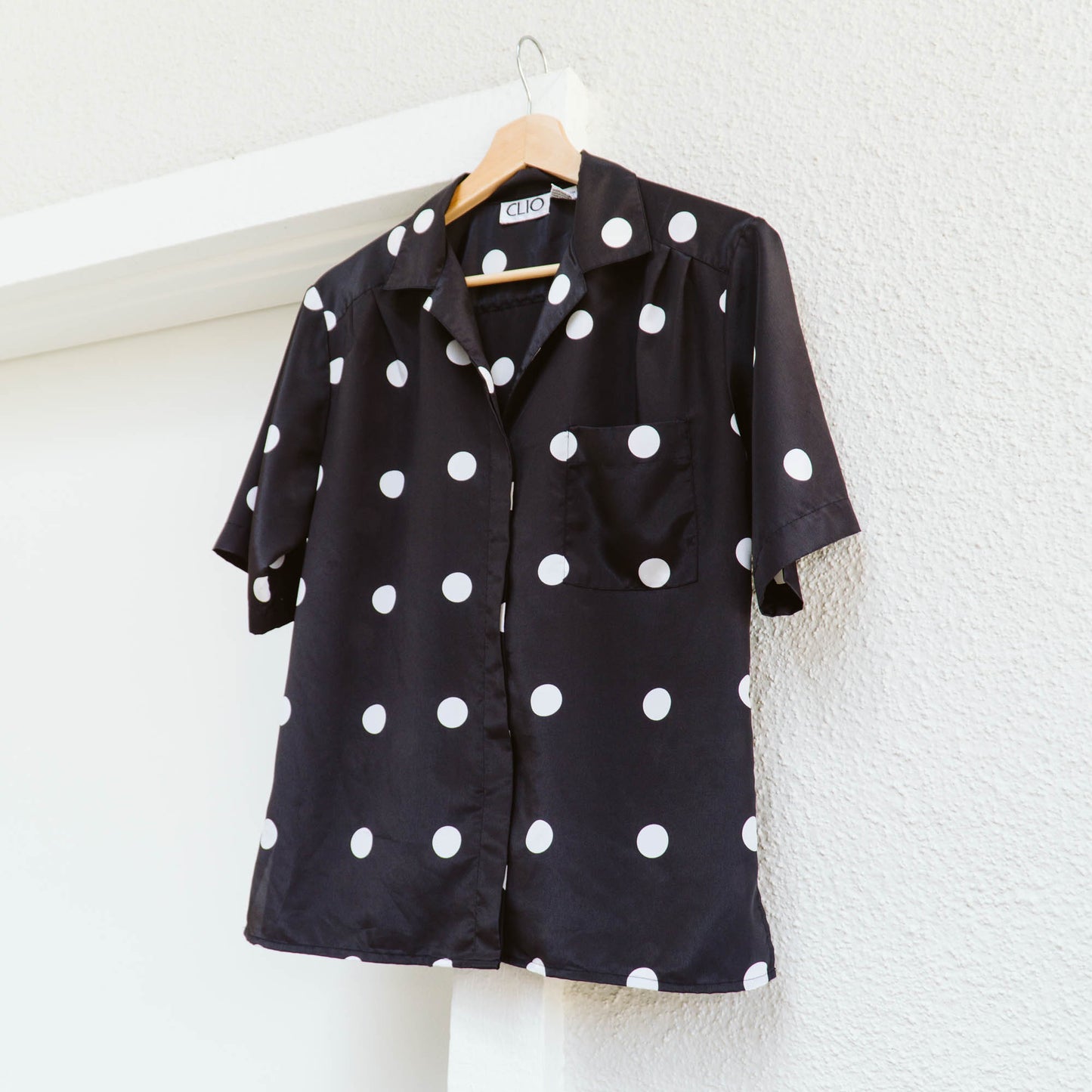 90's Black Polka Dot Shirt | L