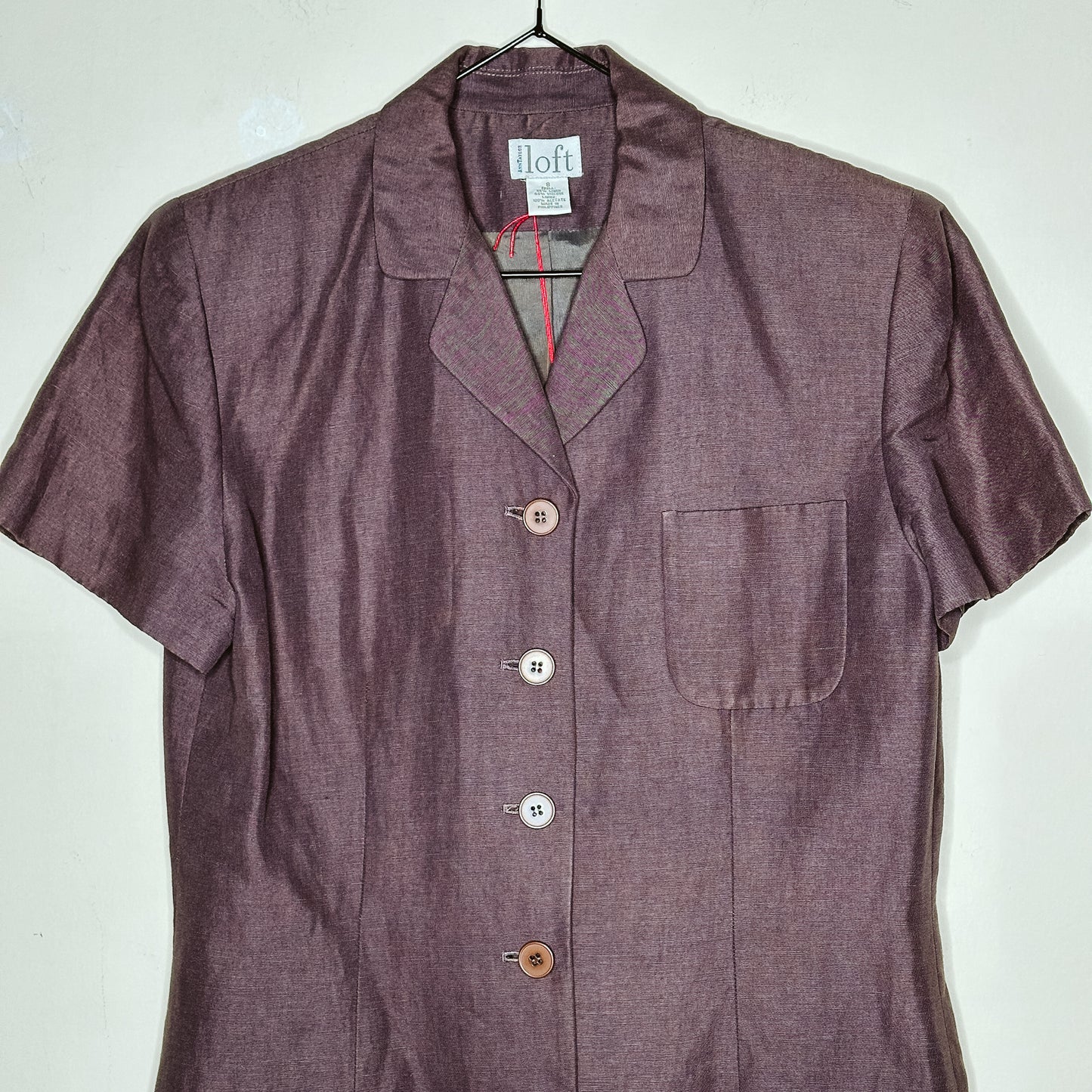 90's Brown Linen Short Sleeve Jacket | M