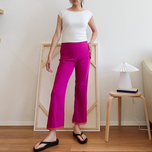 90's Cache Hot Pink Beaded Fringe Pants | L