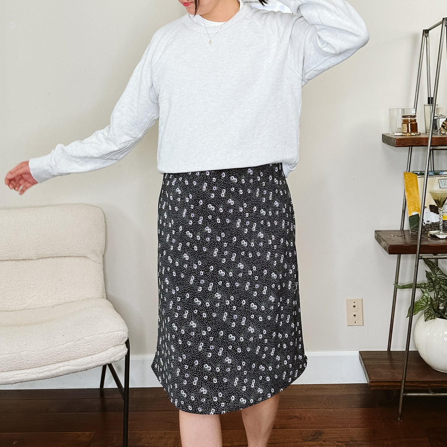 90's Ditsy Floral Dot Skirt | L