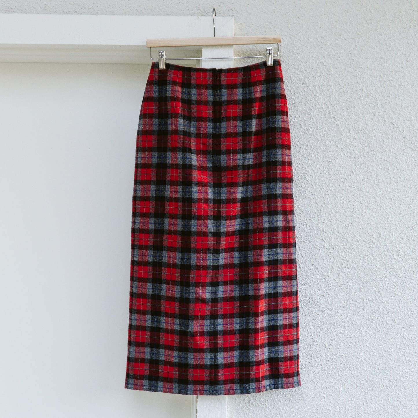 90's Faux Wrap Plaid Maxi Skirt | M