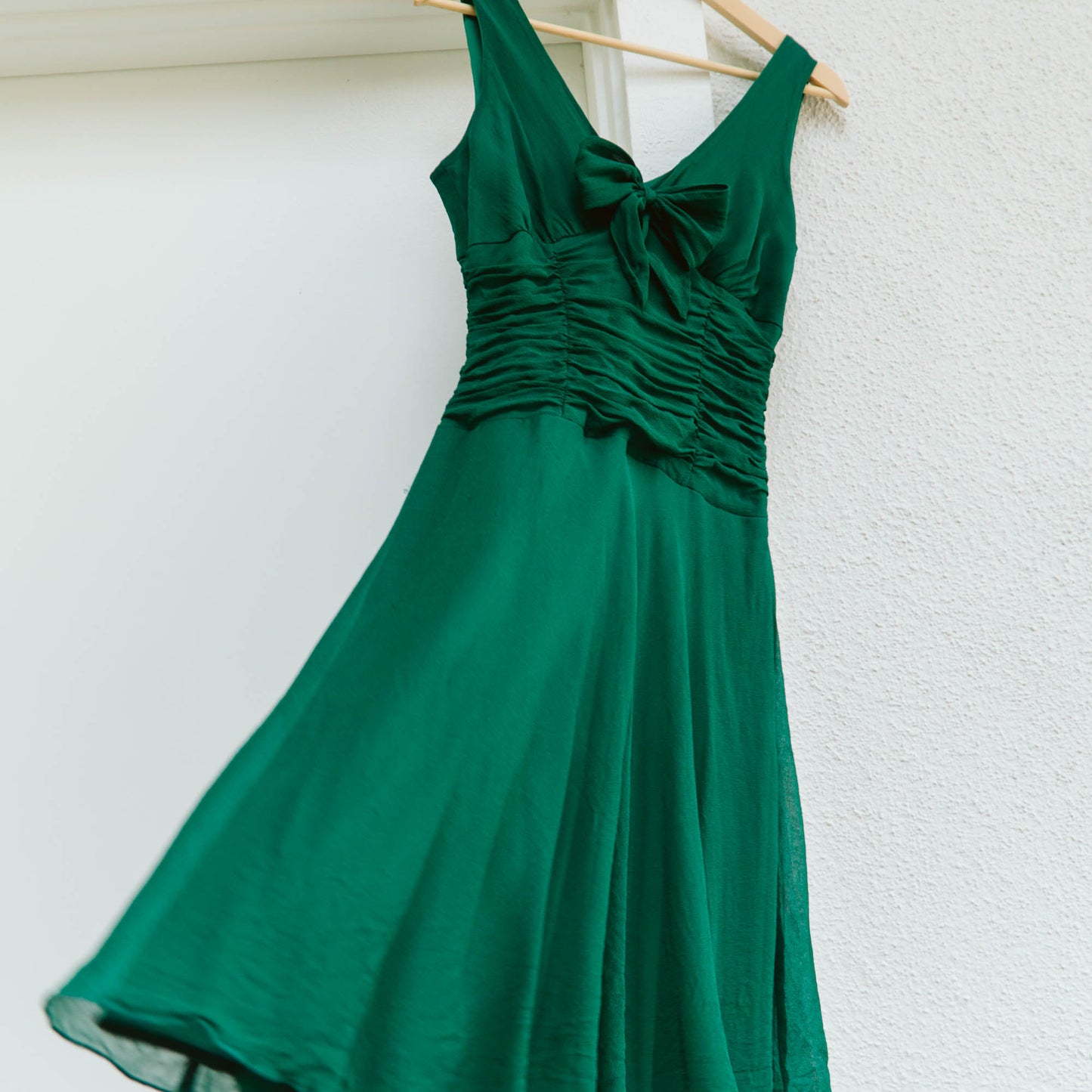 90's Kelly Green Silk Dress | S