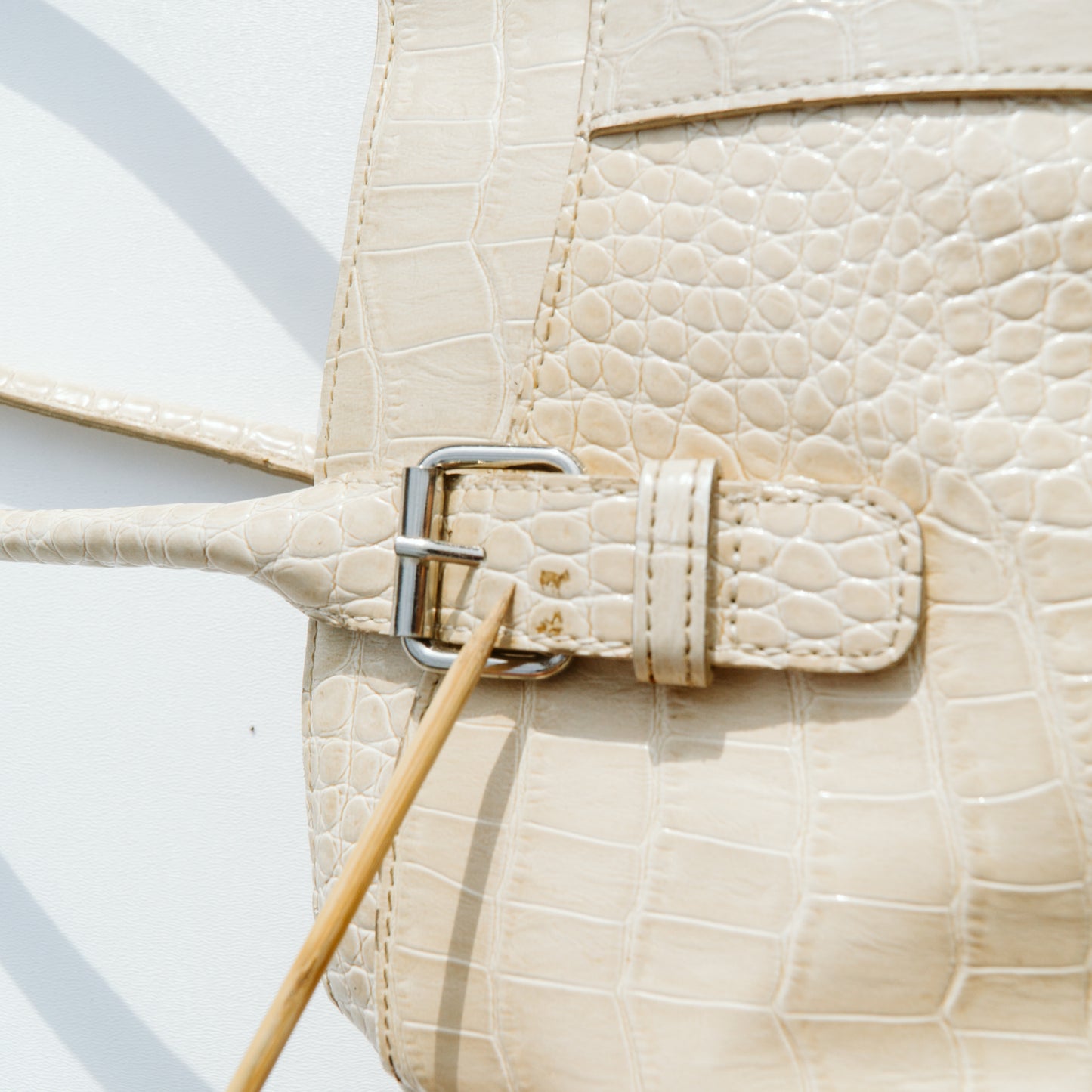 90's Patent Croc Embossed Tan Bag