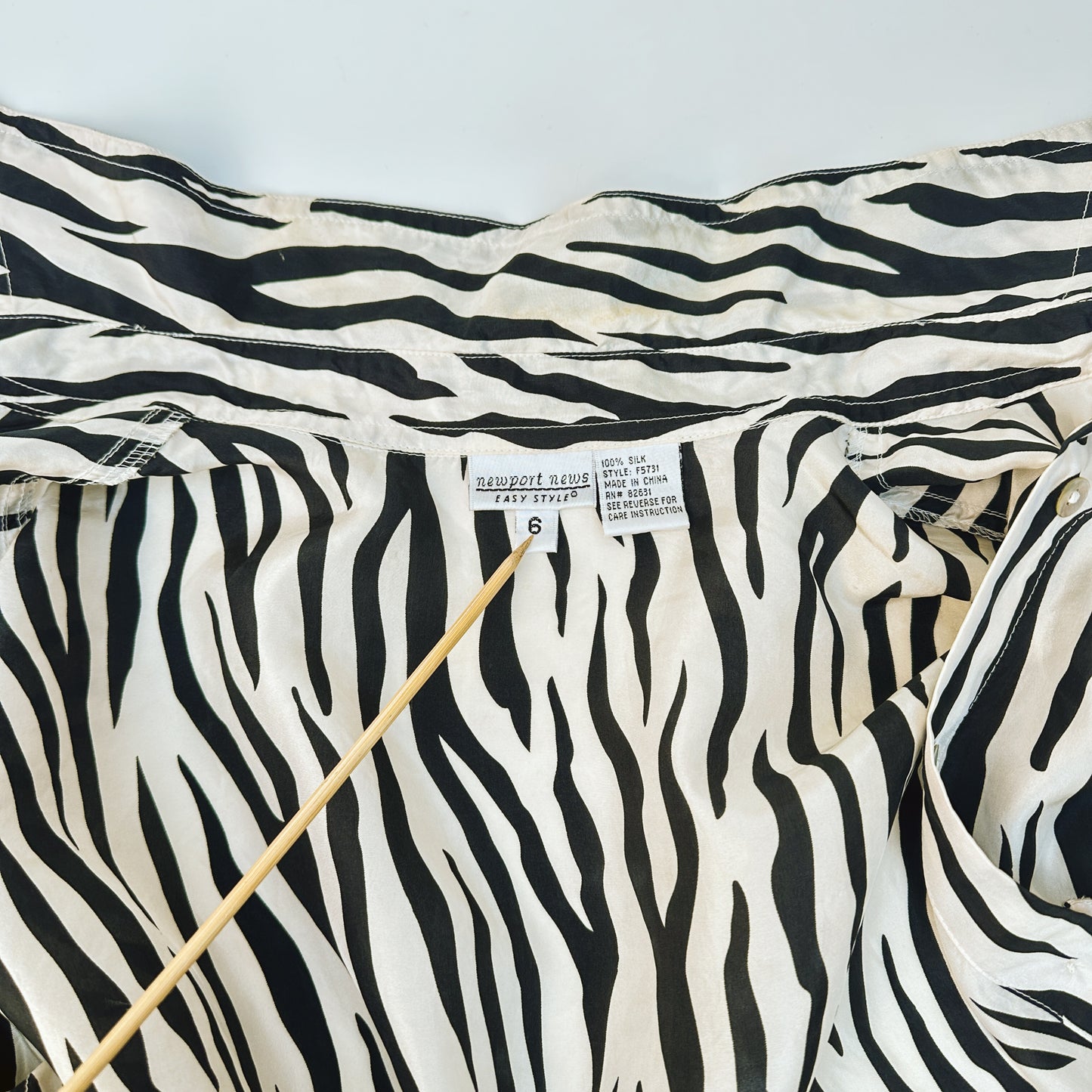 90's Zebra Print Silk Button Down Shirt | M-L