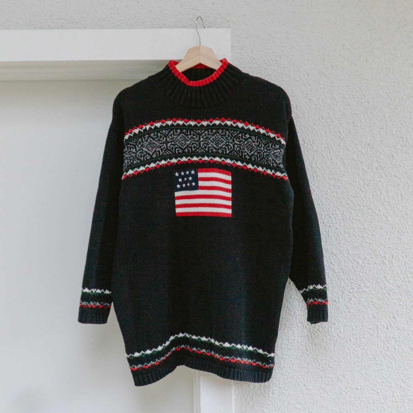 90's American Flag Turtleneck Sweater | L