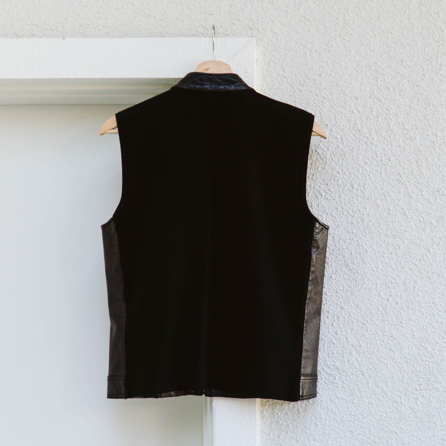 90's Black Lace Detail Leather Vest | S