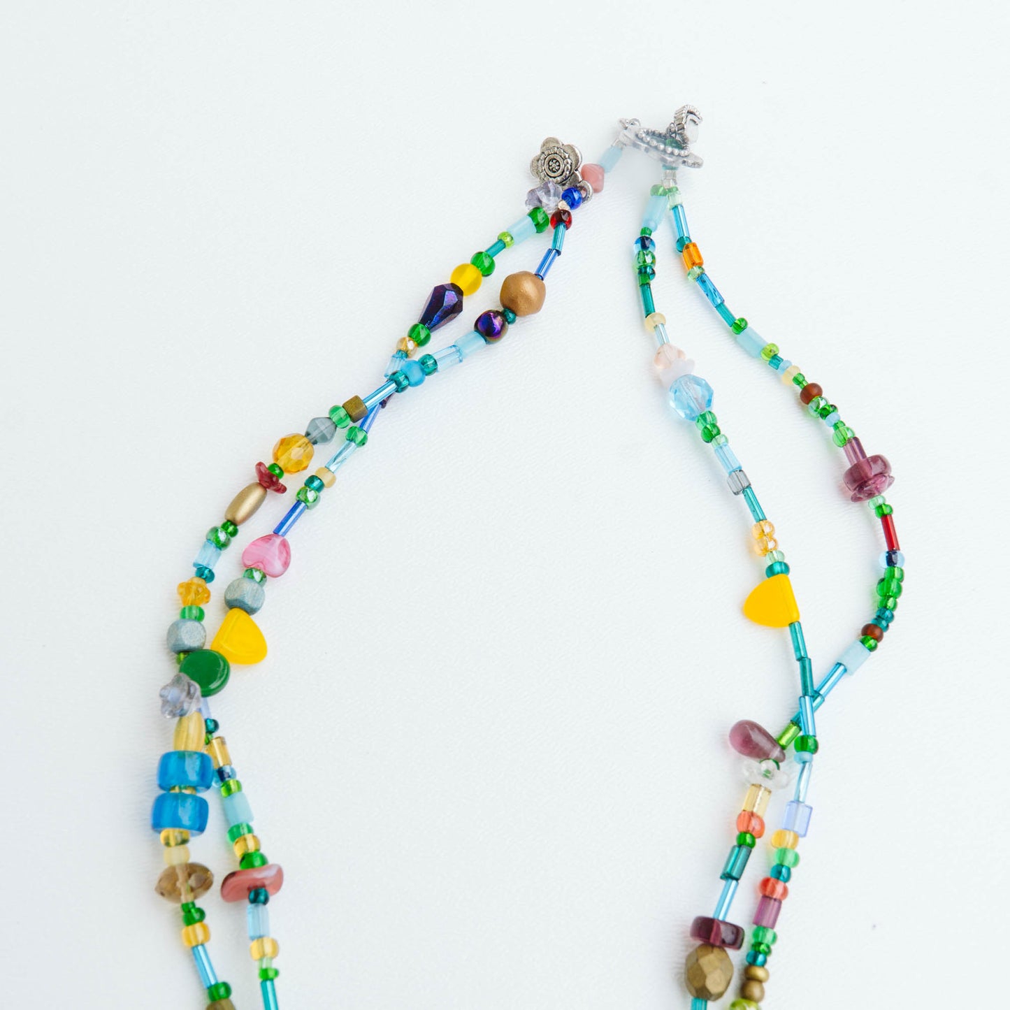 Abstract Pendant Blue Beaded Necklace