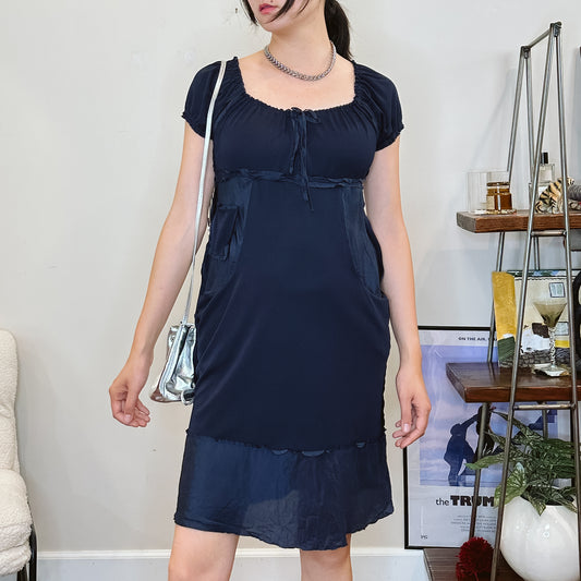 Anna Sui x Antropologie Babydoll Navy Dress | S