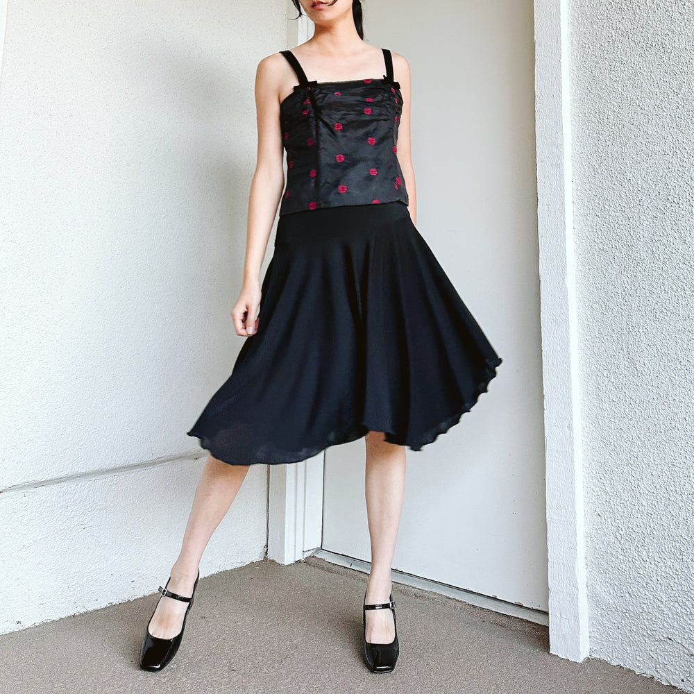 Black Twirl Knee Length Skirt | M