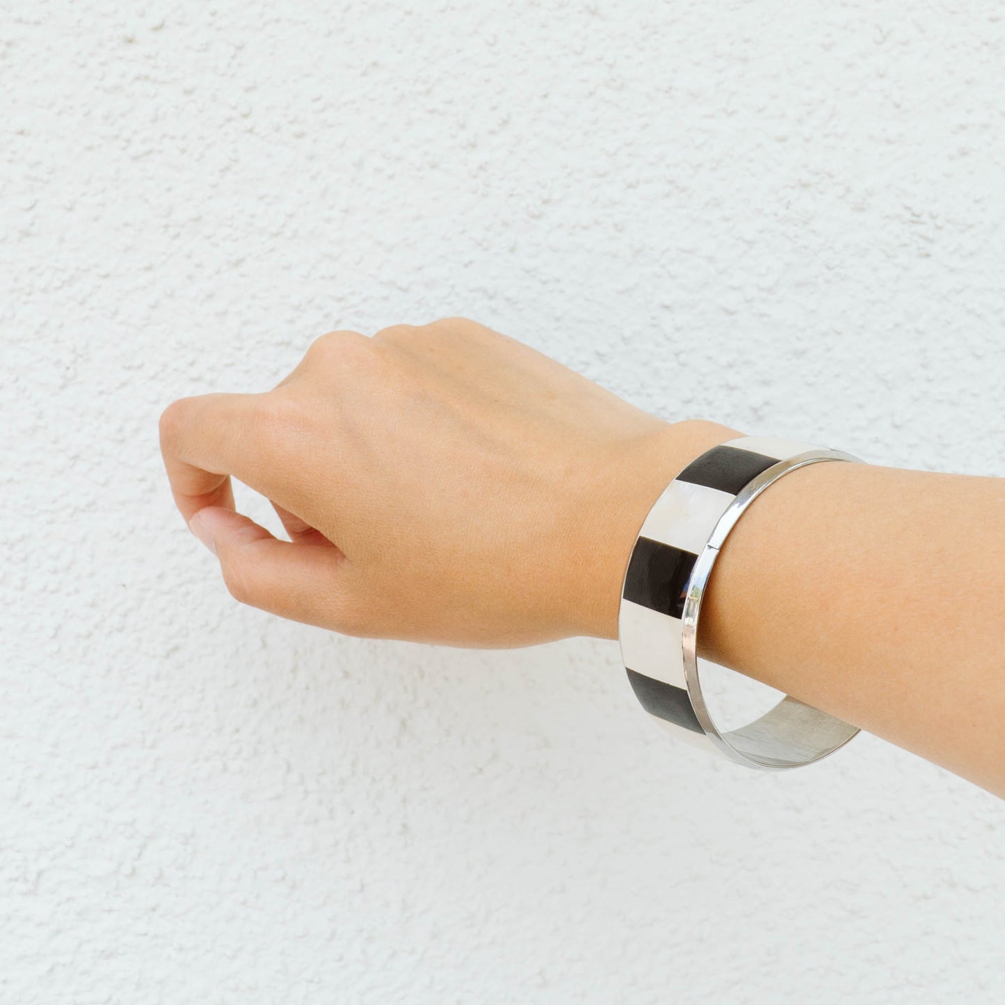 Black and White Checkered Bangle Bracelet