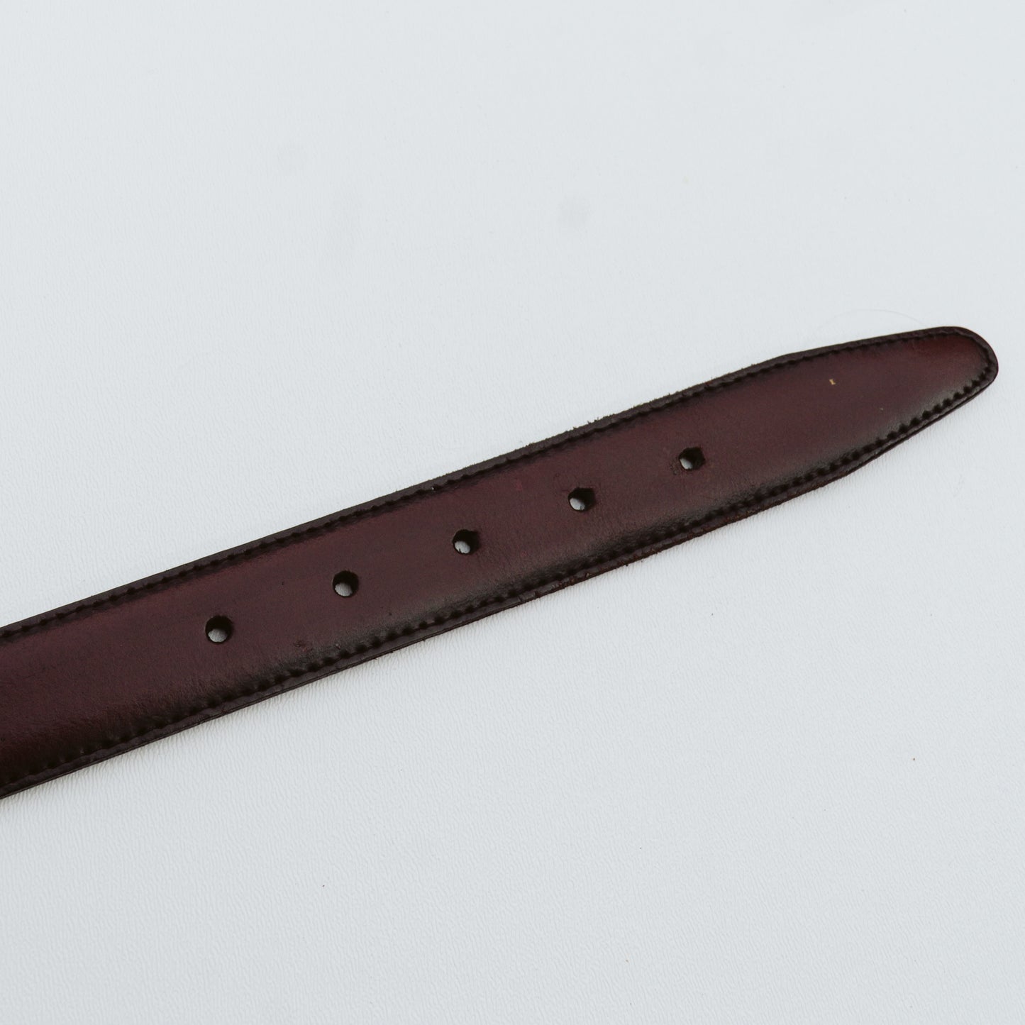 Burgundy Leather Belt with Gold Buckle | 36