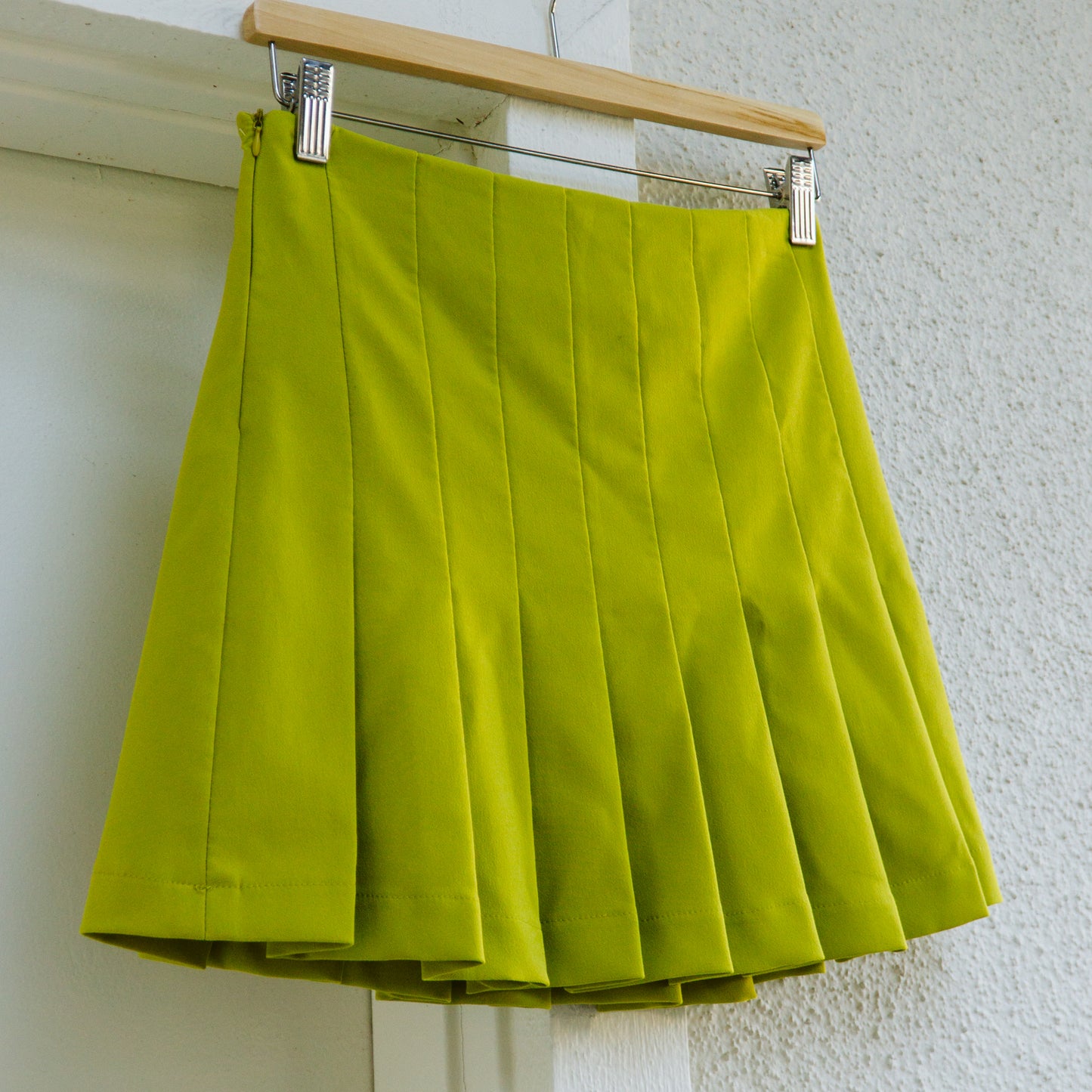 Chartreuse Green Pleated Tennis Skirt | S