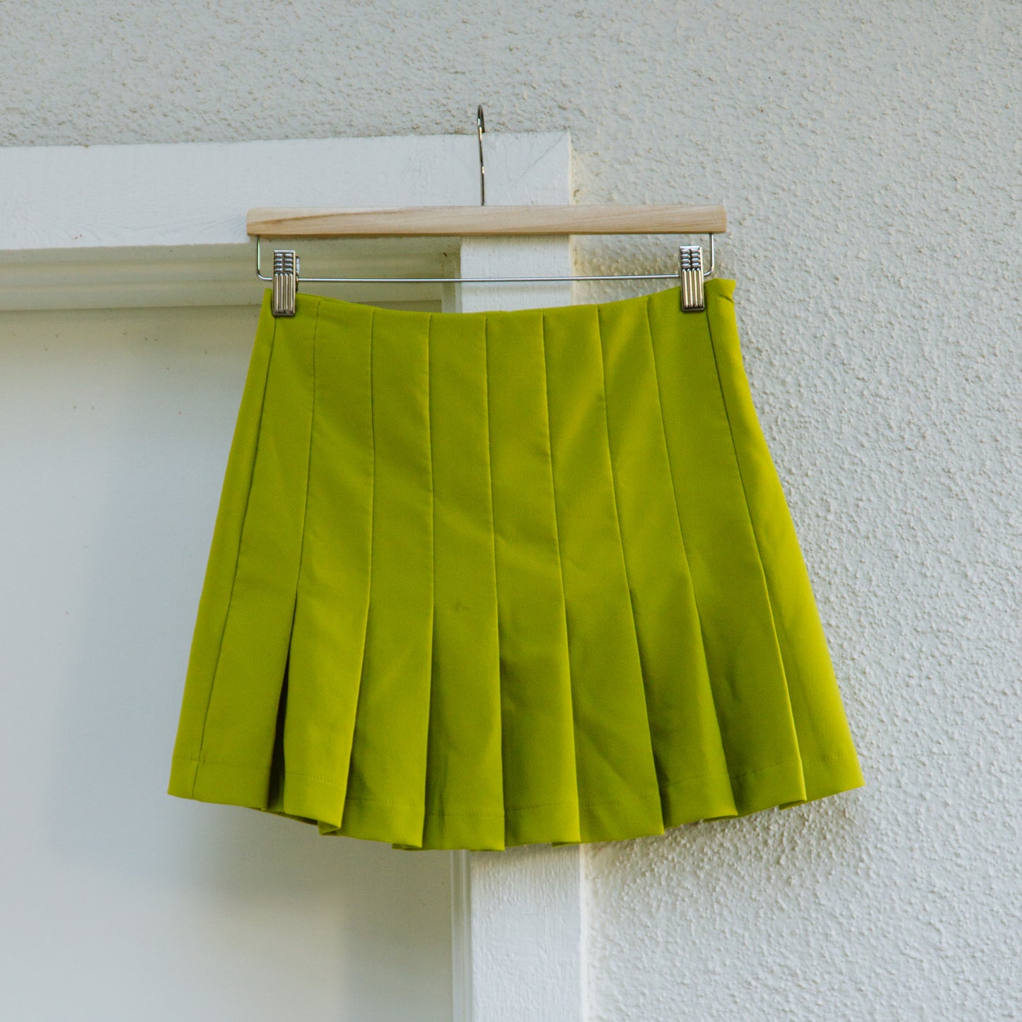 Chartreuse Green Pleated Tennis Skirt | S