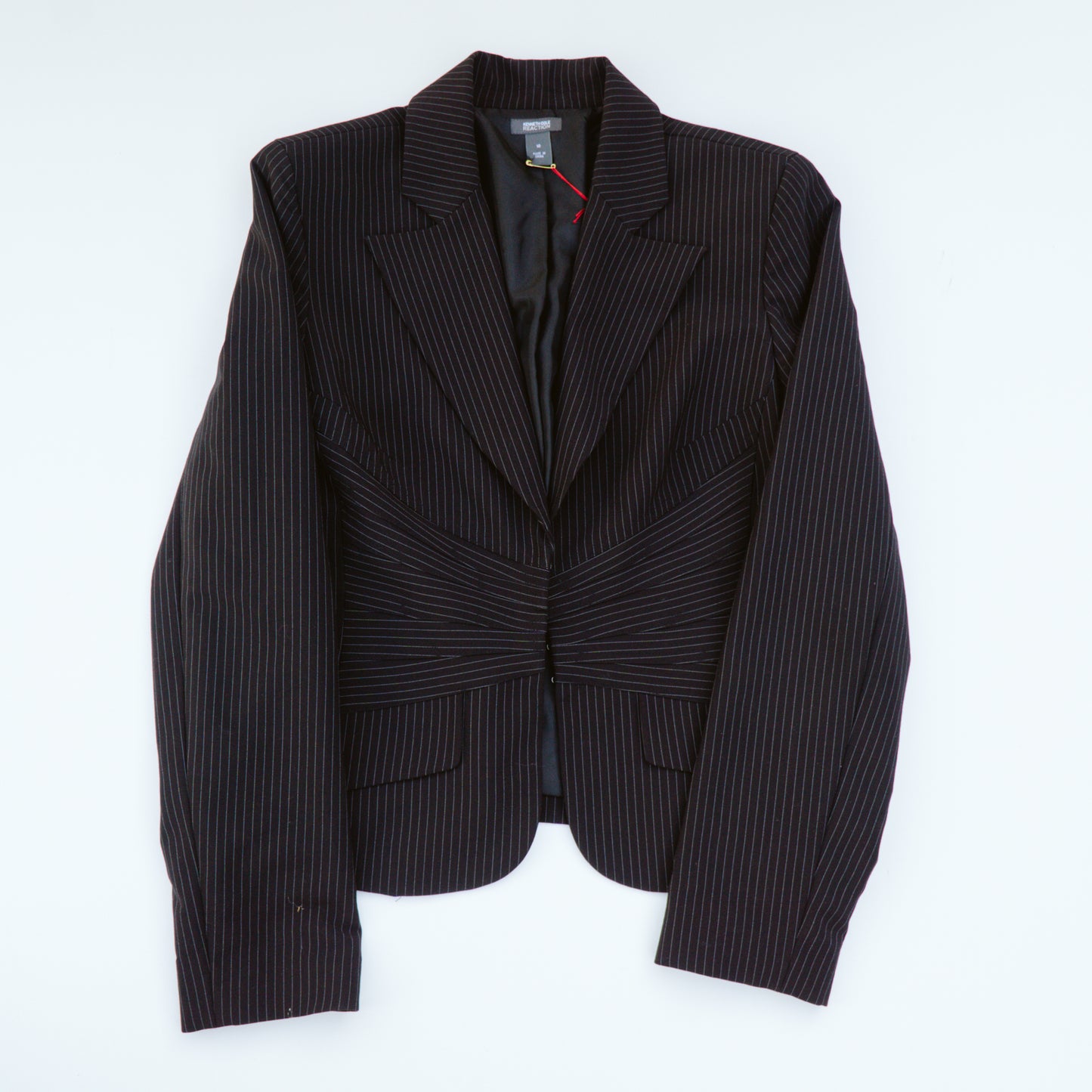 Cinched Waist Pinstripe Blazer | L