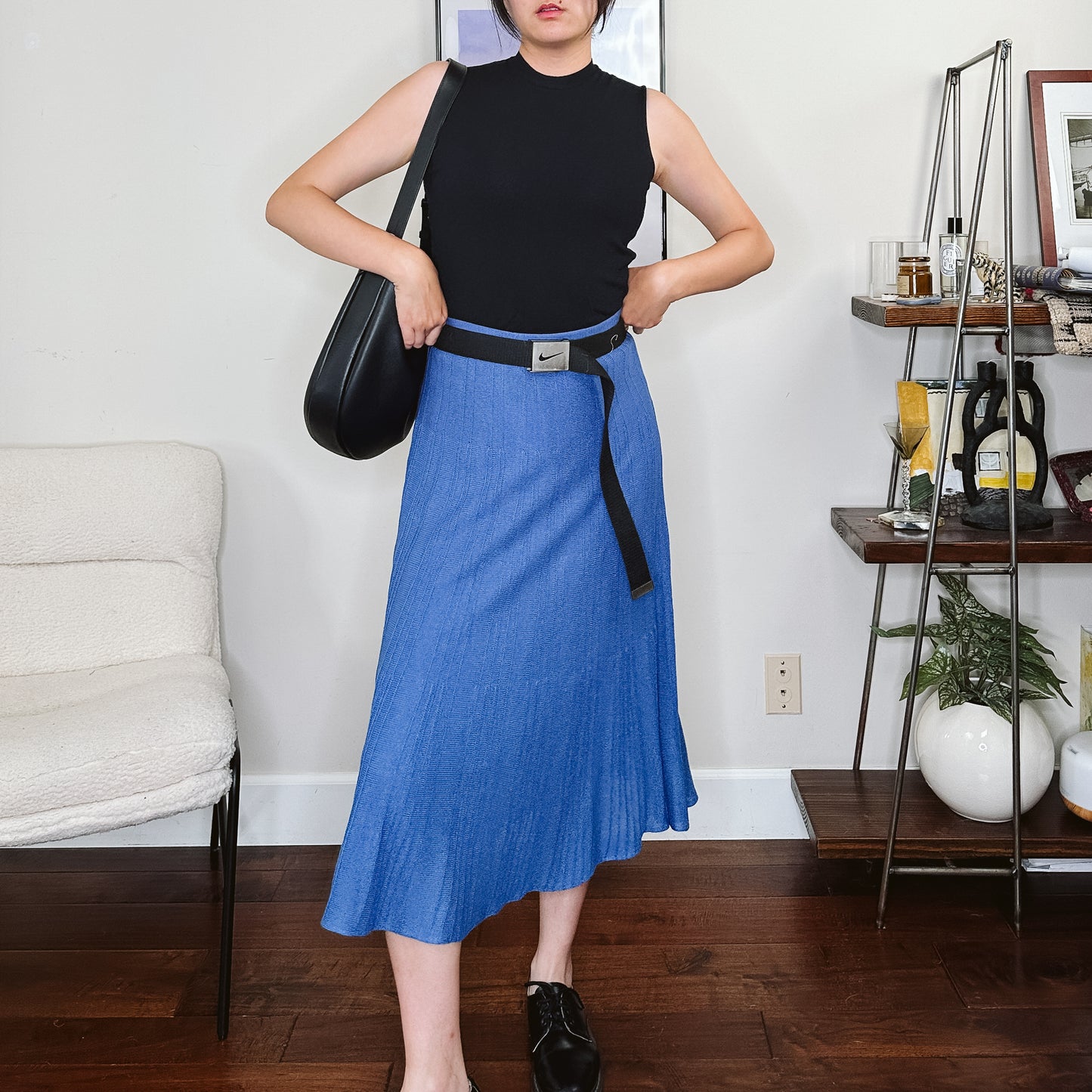 Cobalt Blue Knit Midi Skirt | M